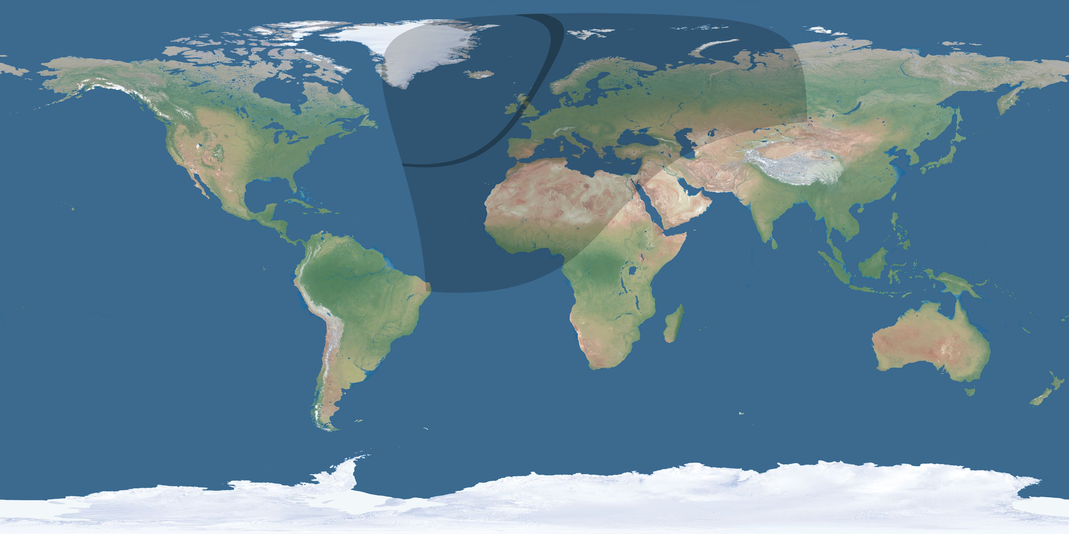 Map of the umbra and penumbra path of the solar eclipse of 03/07/1598