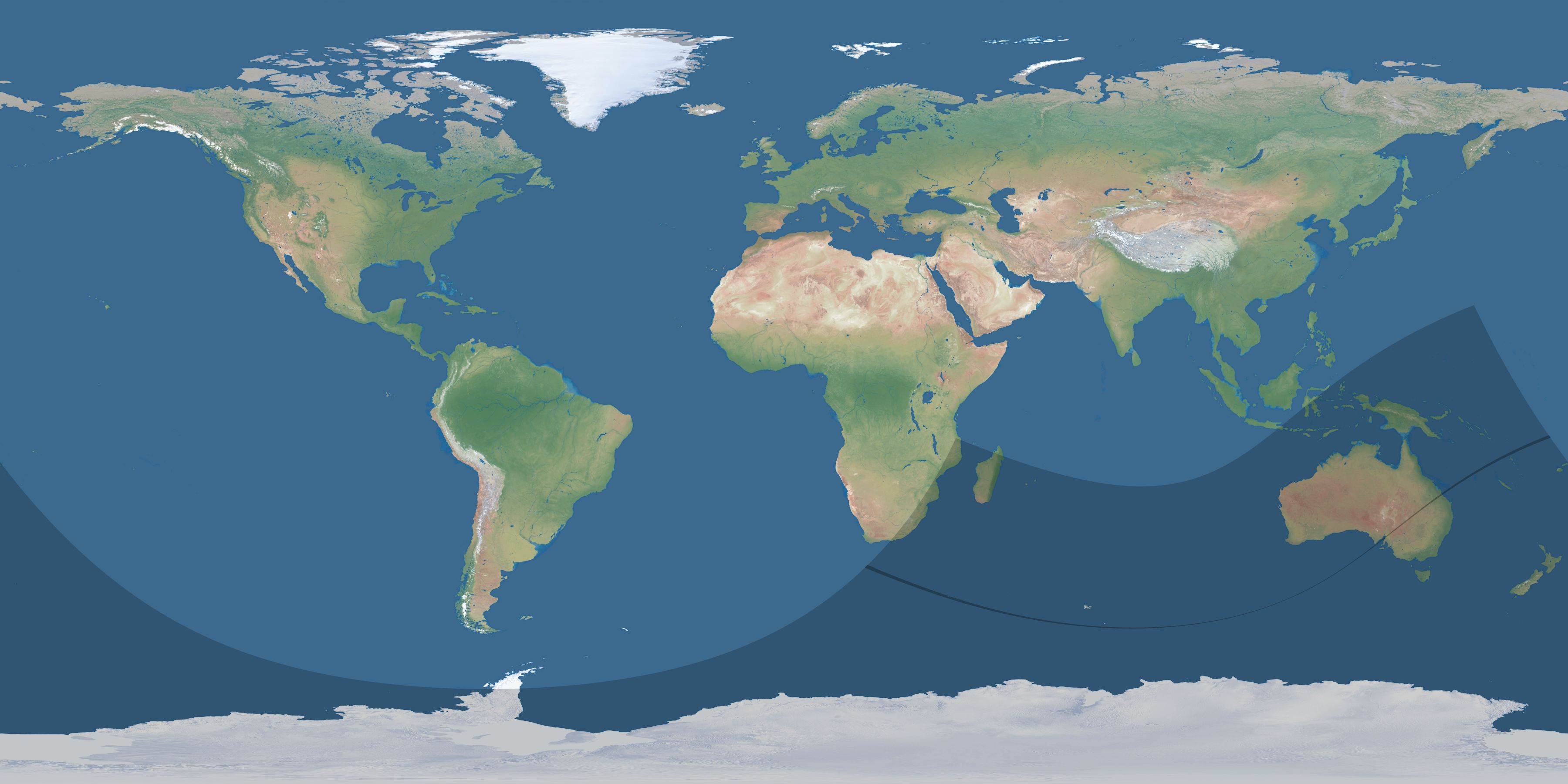 Map of the umbra and penumbra path of the solar eclipse of 01/16/1600