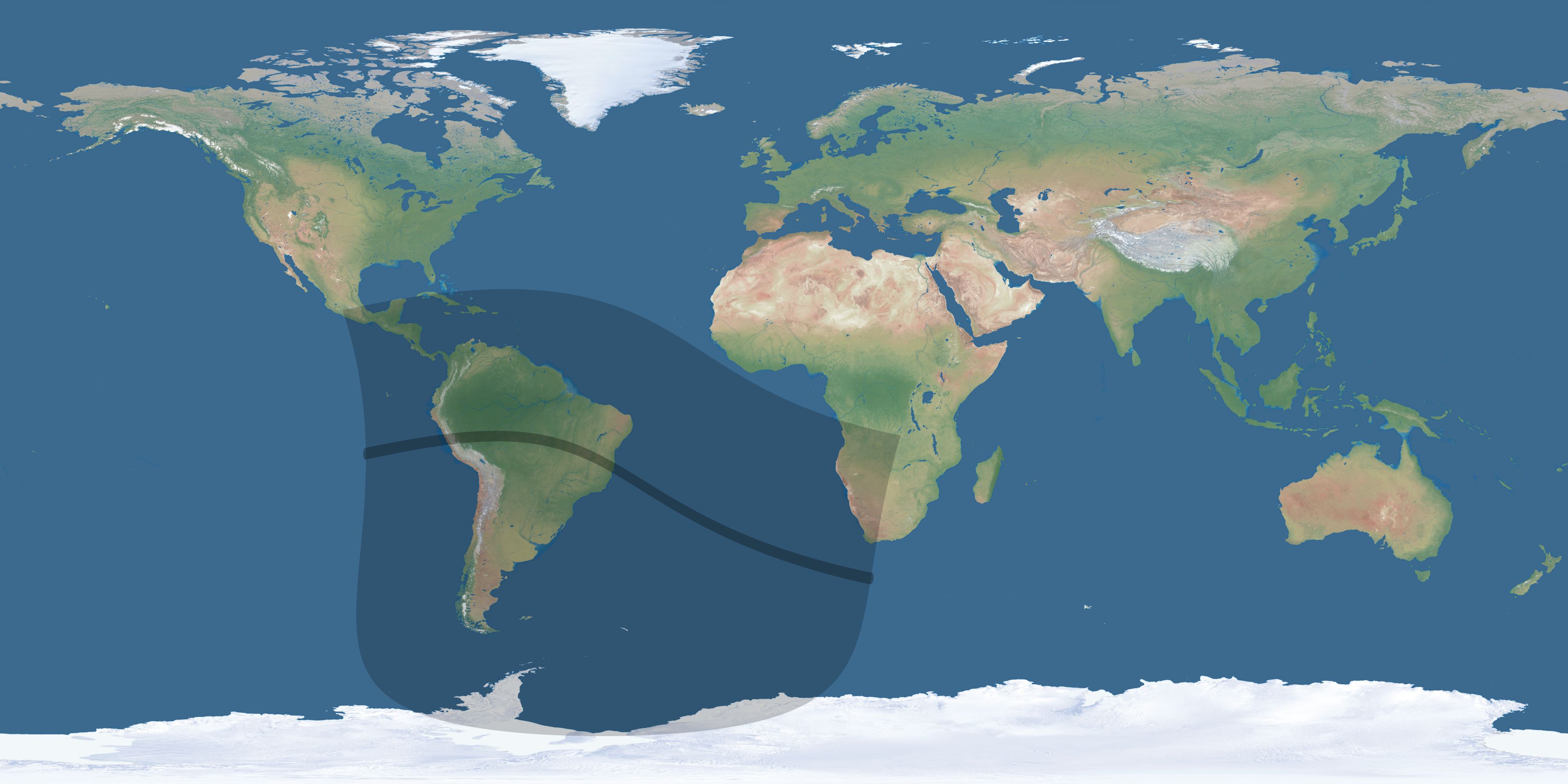 Map of the umbra and penumbra path of the solar eclipse of 08/22/1607
