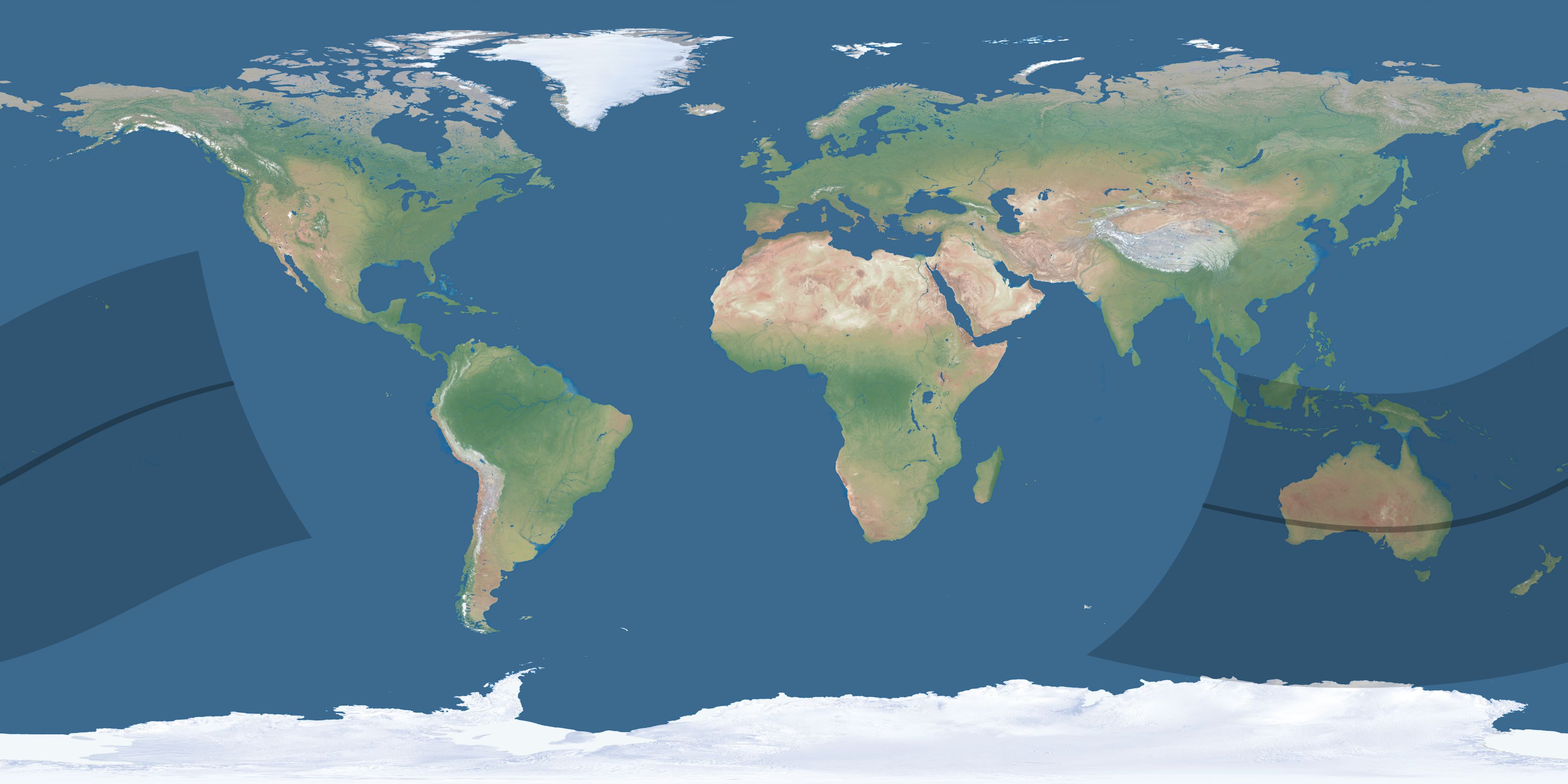 Map of the umbra and penumbra path of the solar eclipse of 02/16/1608