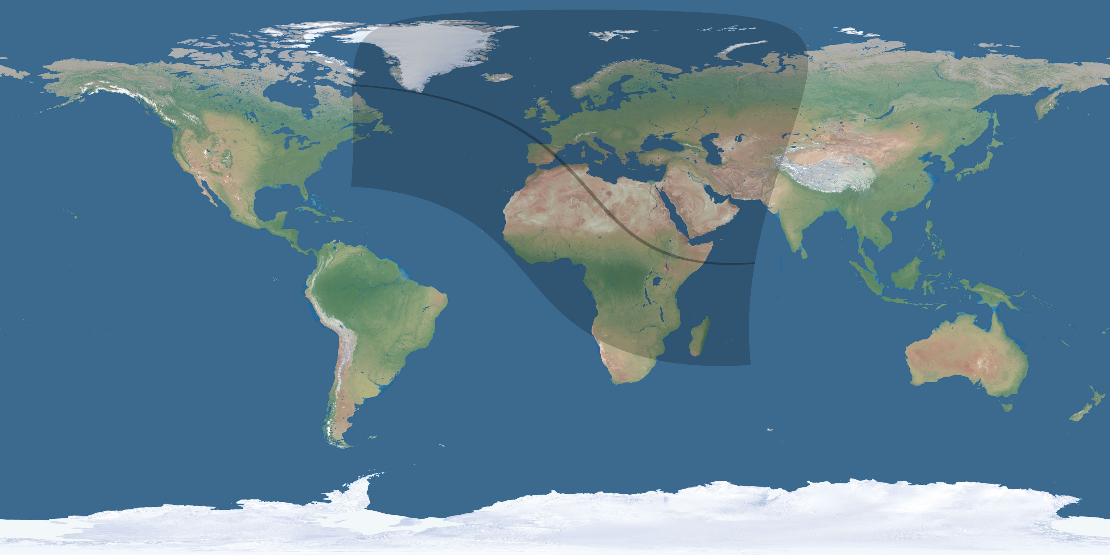 Map of the umbra and penumbra path of the solar eclipse of 10/03/1614