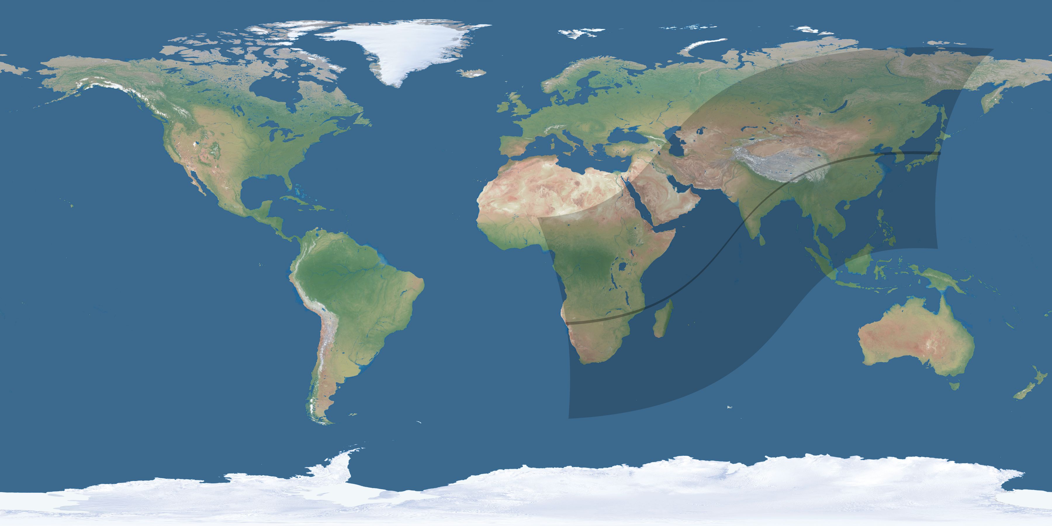 Map of the umbra and penumbra path of the solar eclipse of 03/29/1615