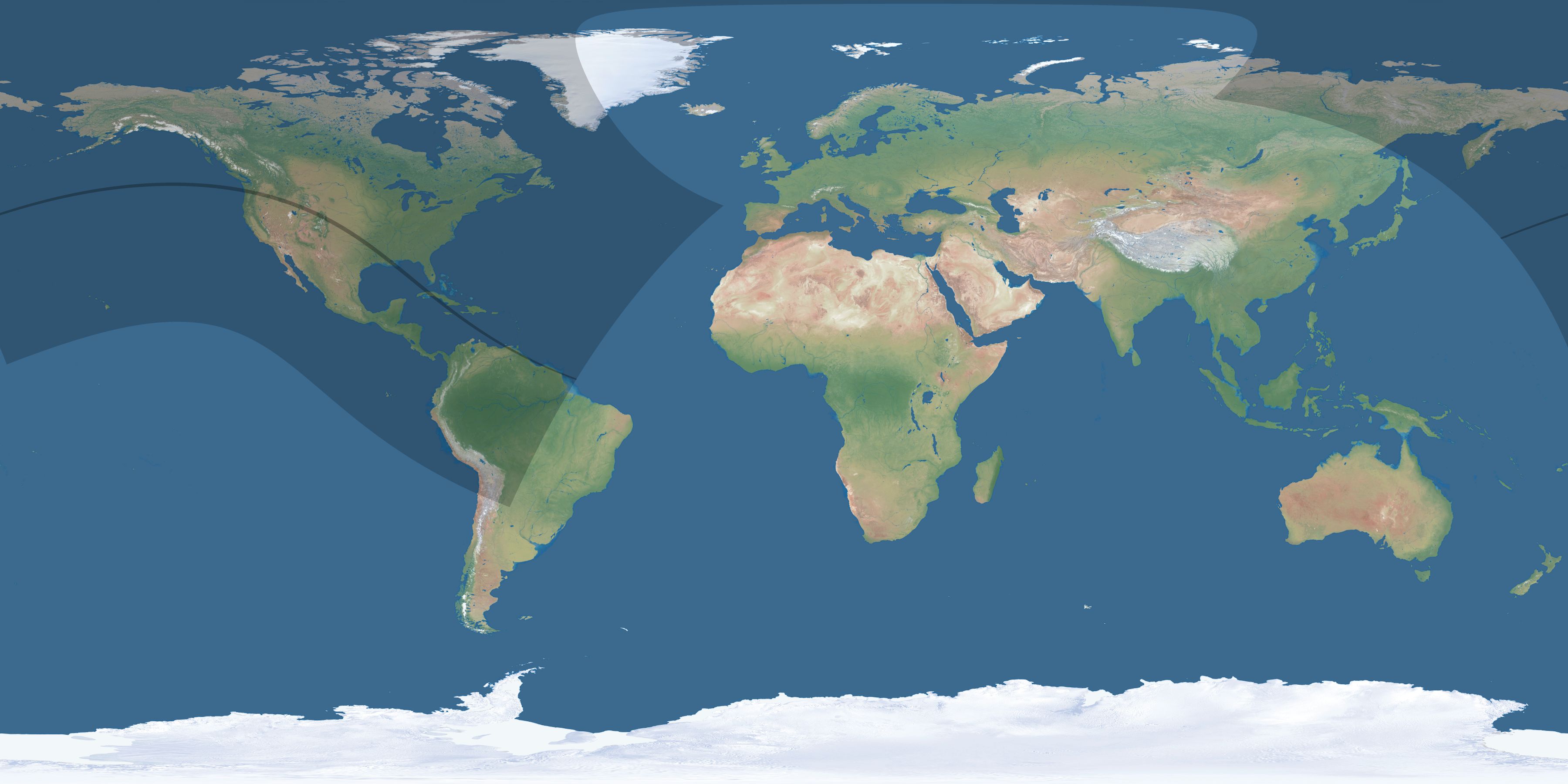 Map of the umbra and penumbra path of the solar eclipse of 07/21/1618