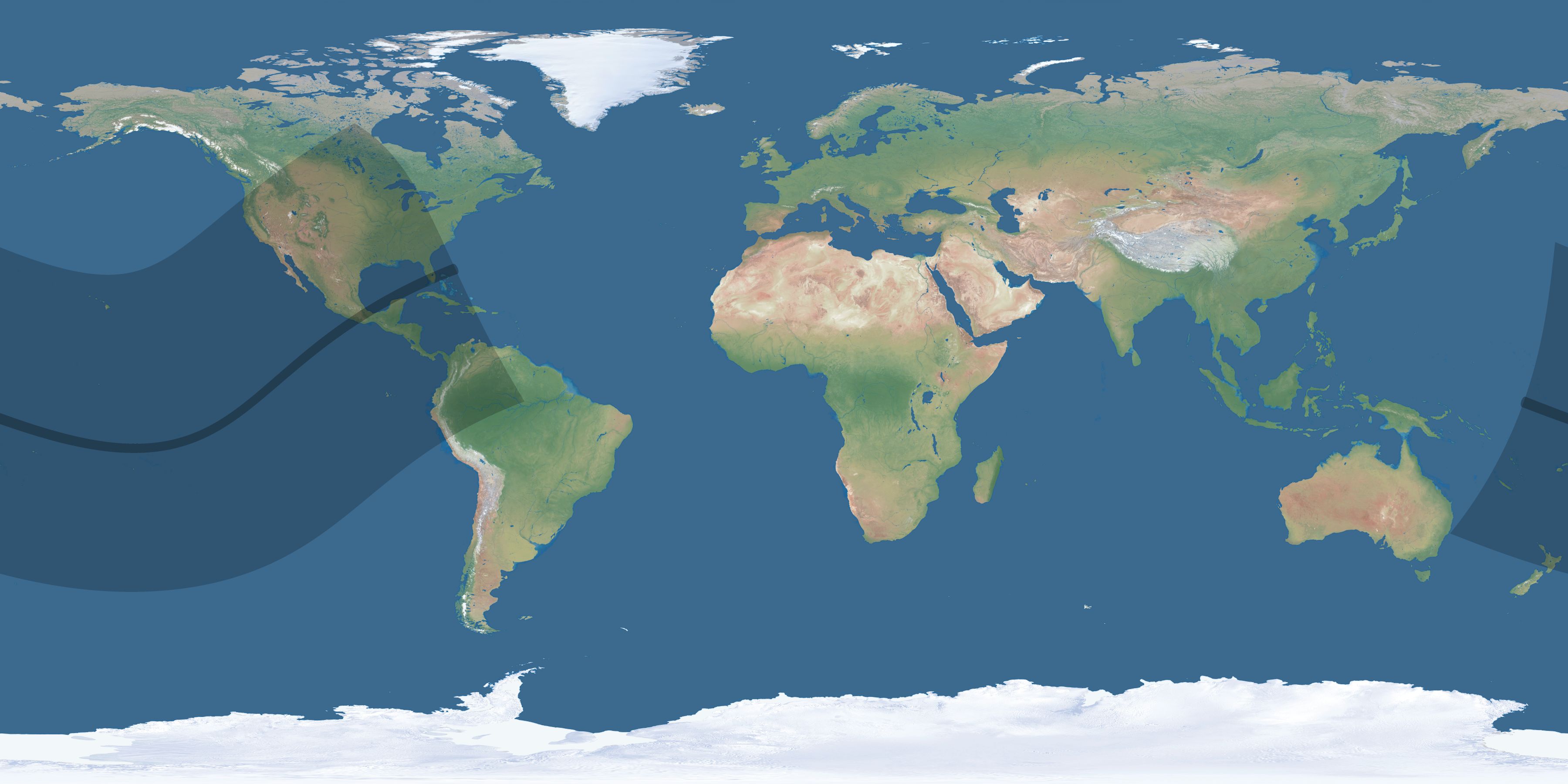 Map of the umbra and penumbra path of the solar eclipse of 01/15/1619