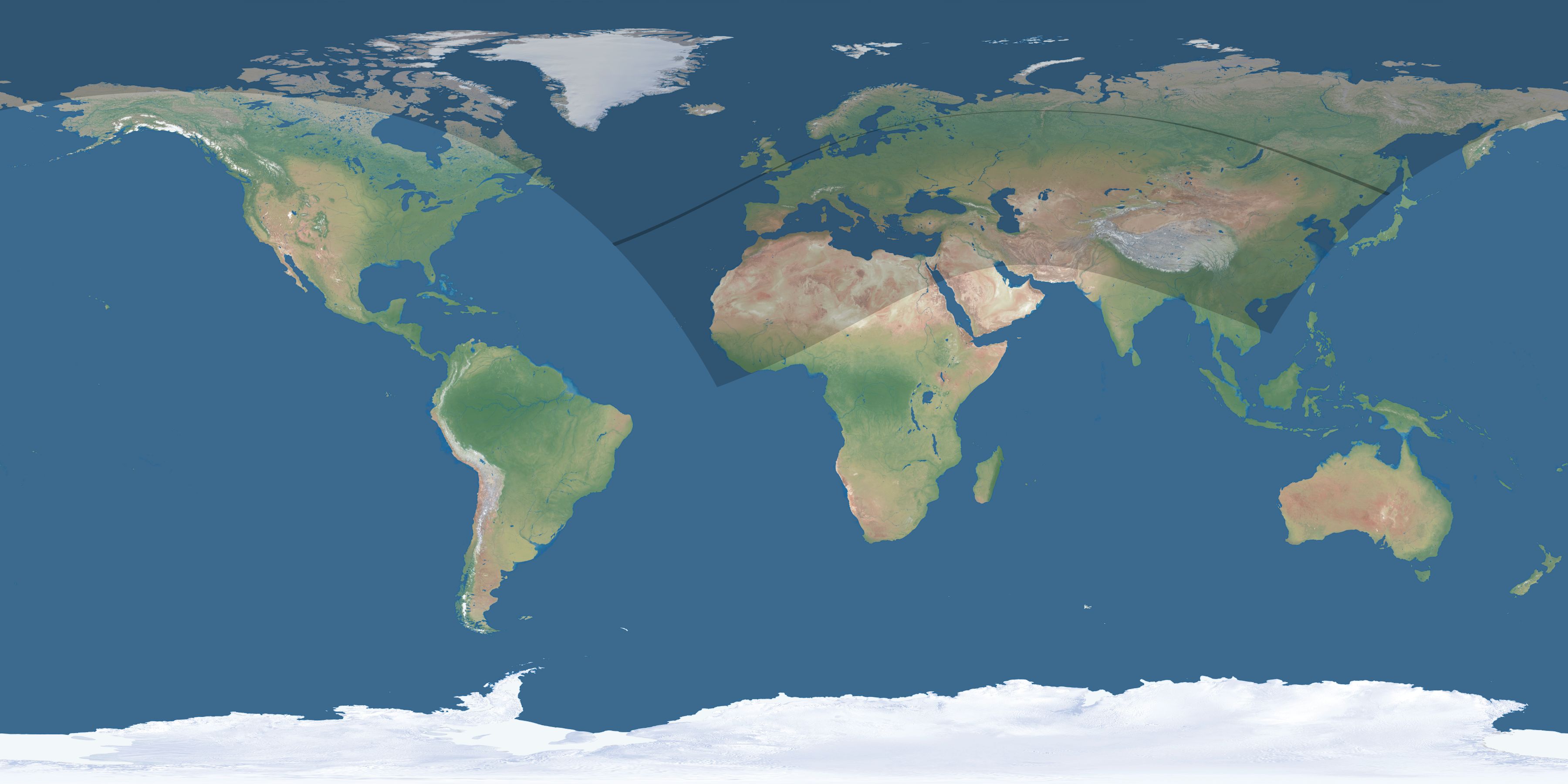 Map of the umbra and penumbra path of the solar eclipse of 05/21/1621