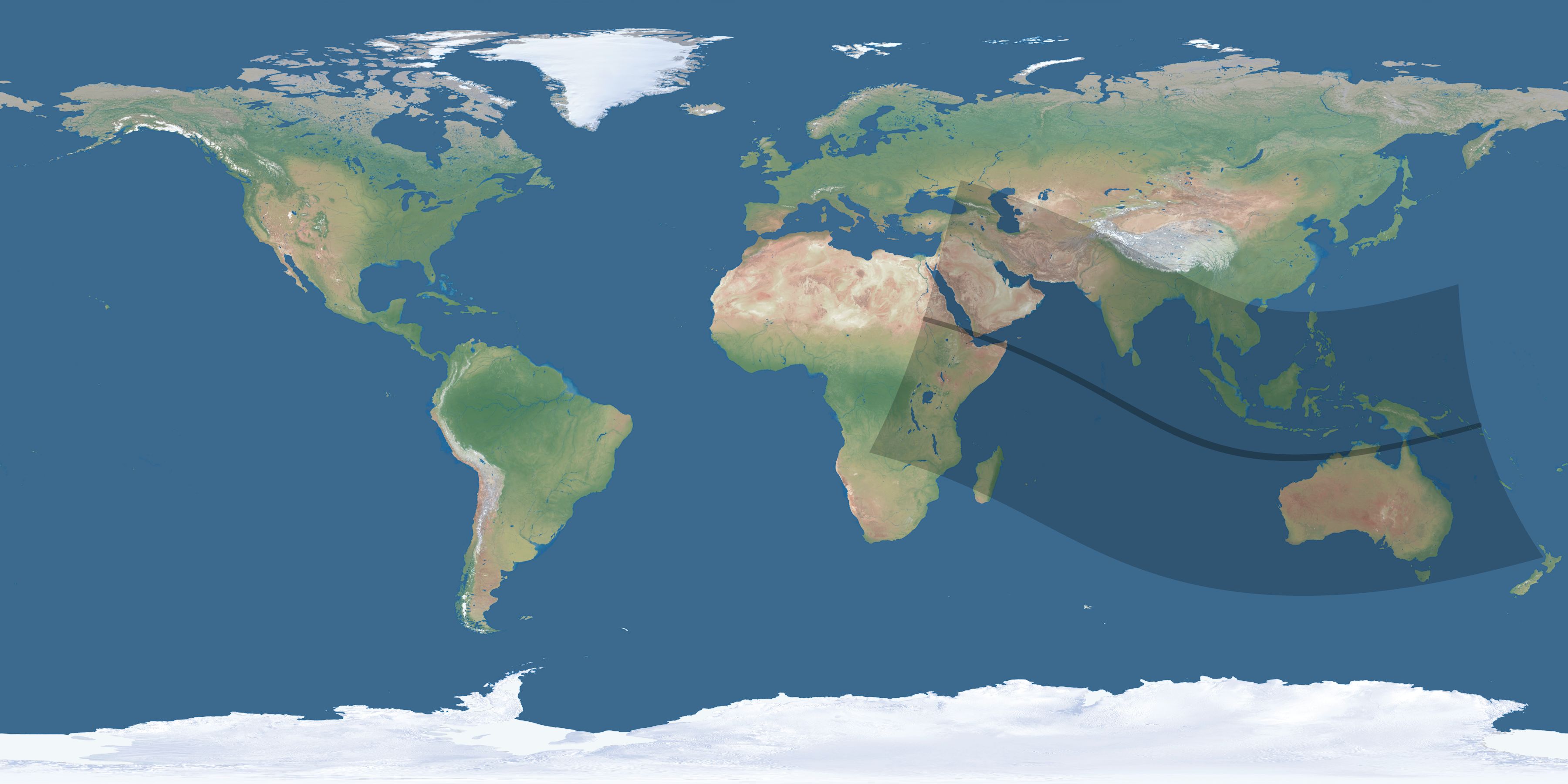 Map of the umbra and penumbra path of the solar eclipse of 11/03/1622