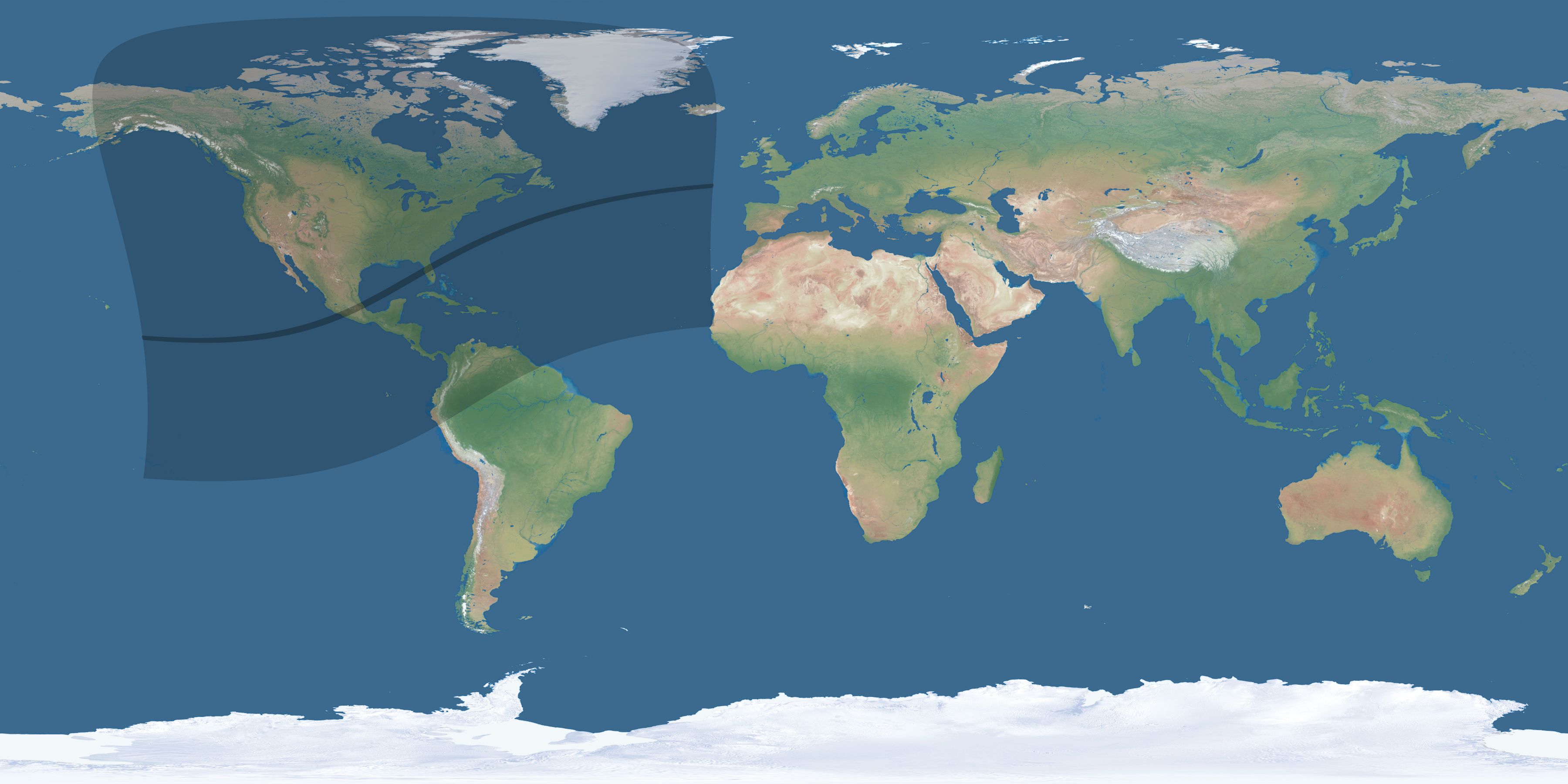 Map of the umbra and penumbra path of the solar eclipse of 03/08/1625