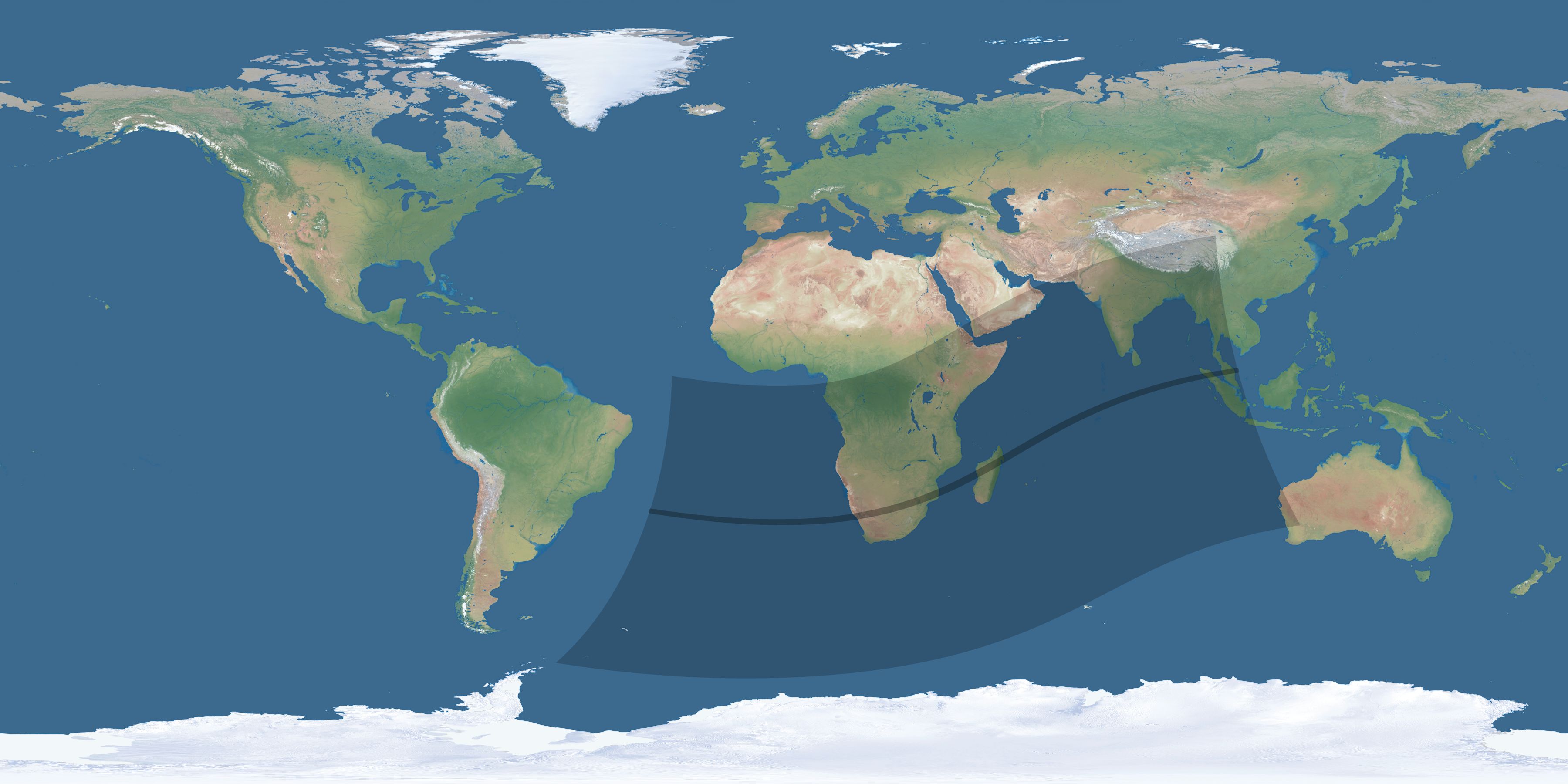 Map of the umbra and penumbra path of the solar eclipse of 02/26/1626