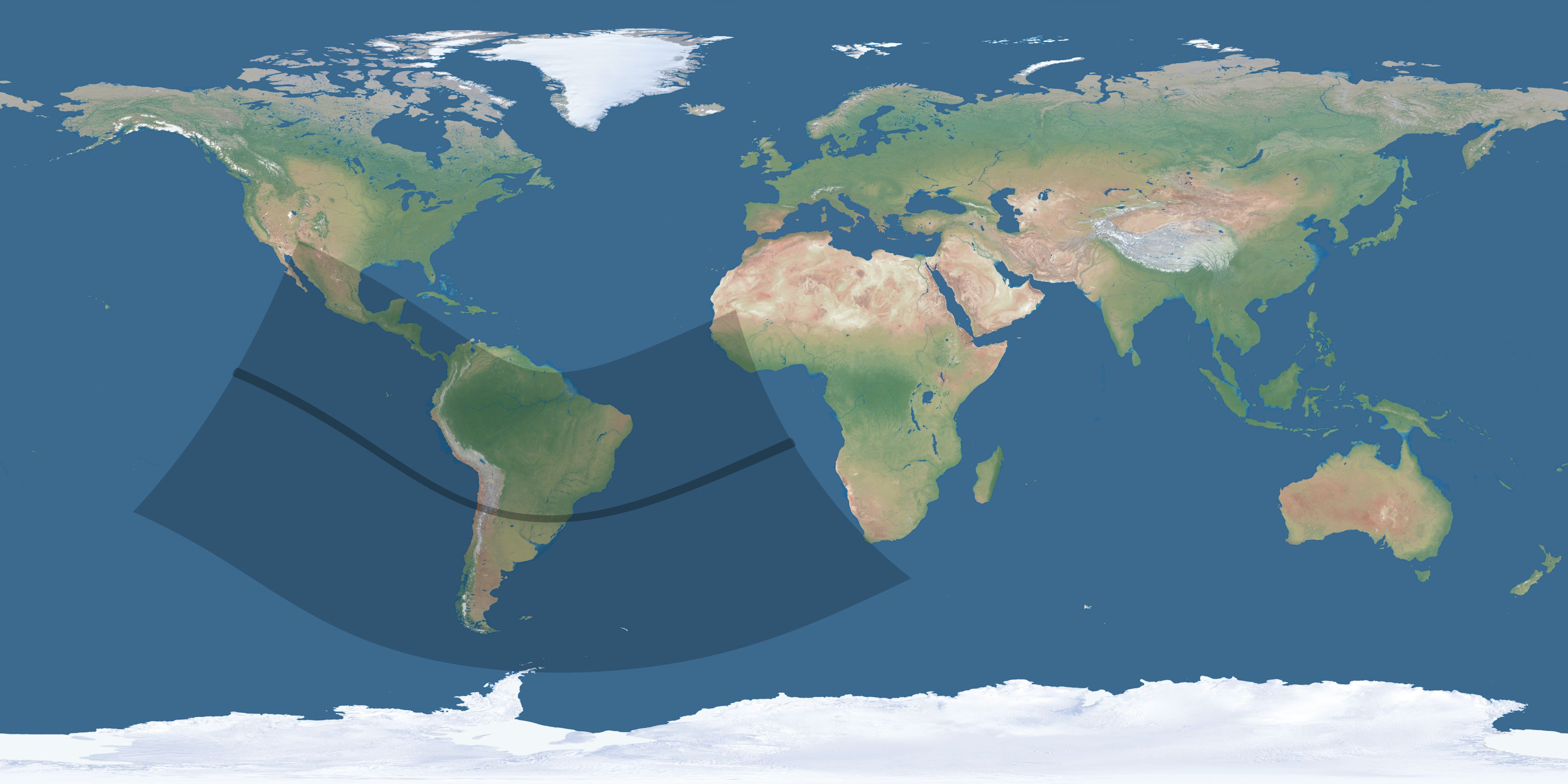 Map of the umbra and penumbra path of the solar eclipse of 12/14/1629