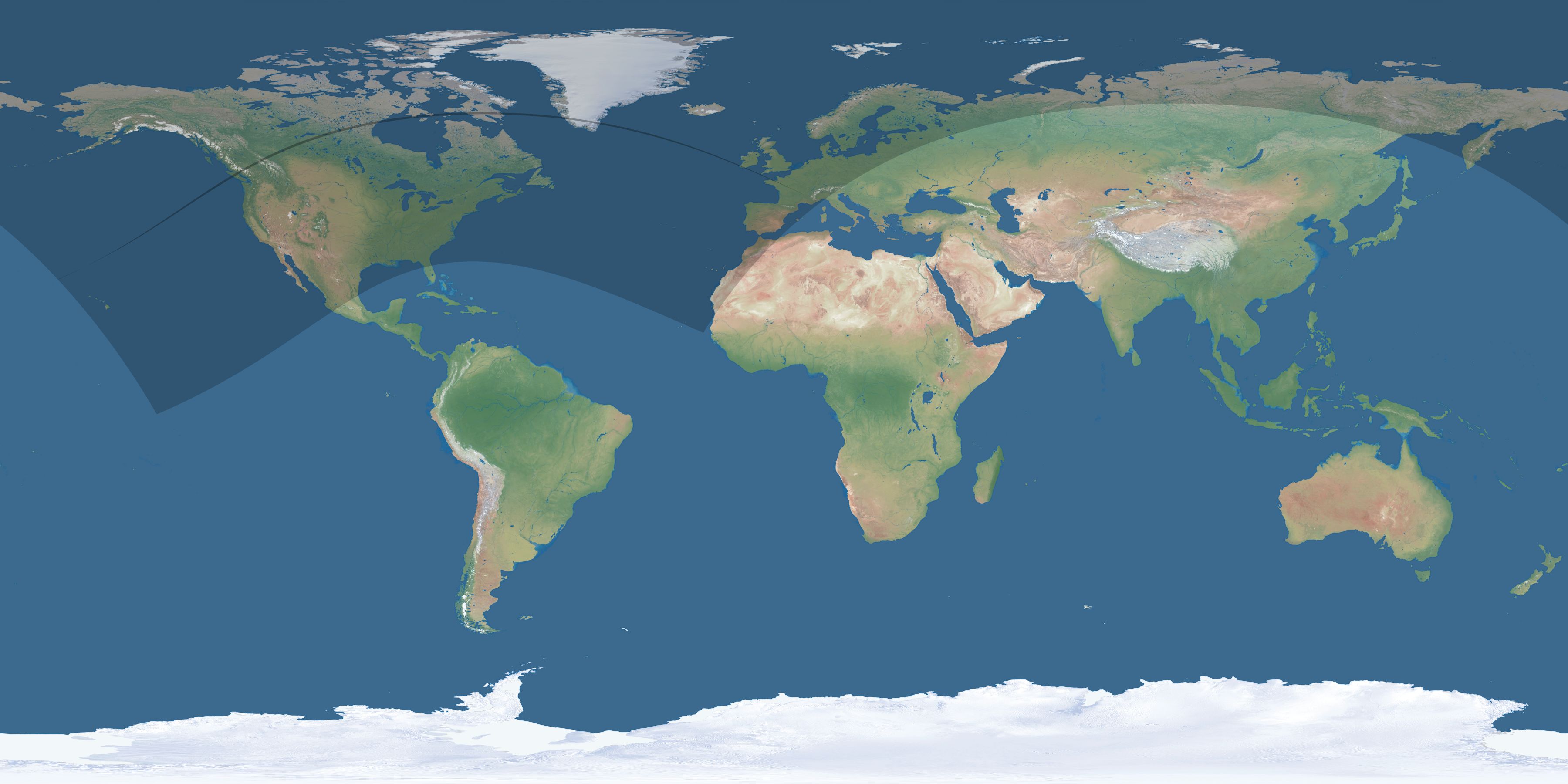 Map of the umbra and penumbra path of the solar eclipse of 06/10/1630