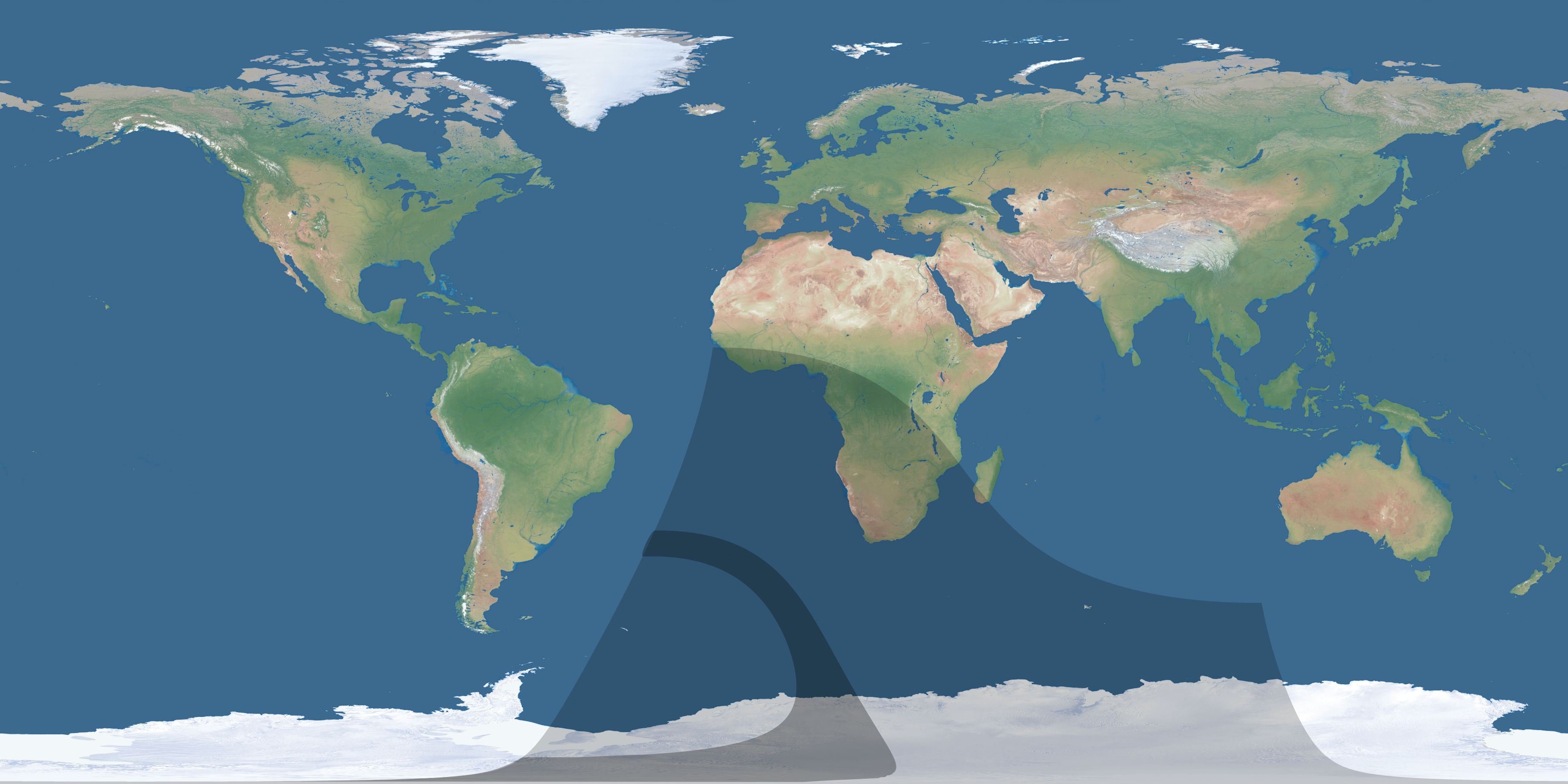 Map of the umbra and penumbra path of the solar eclipse of 09/22/1634