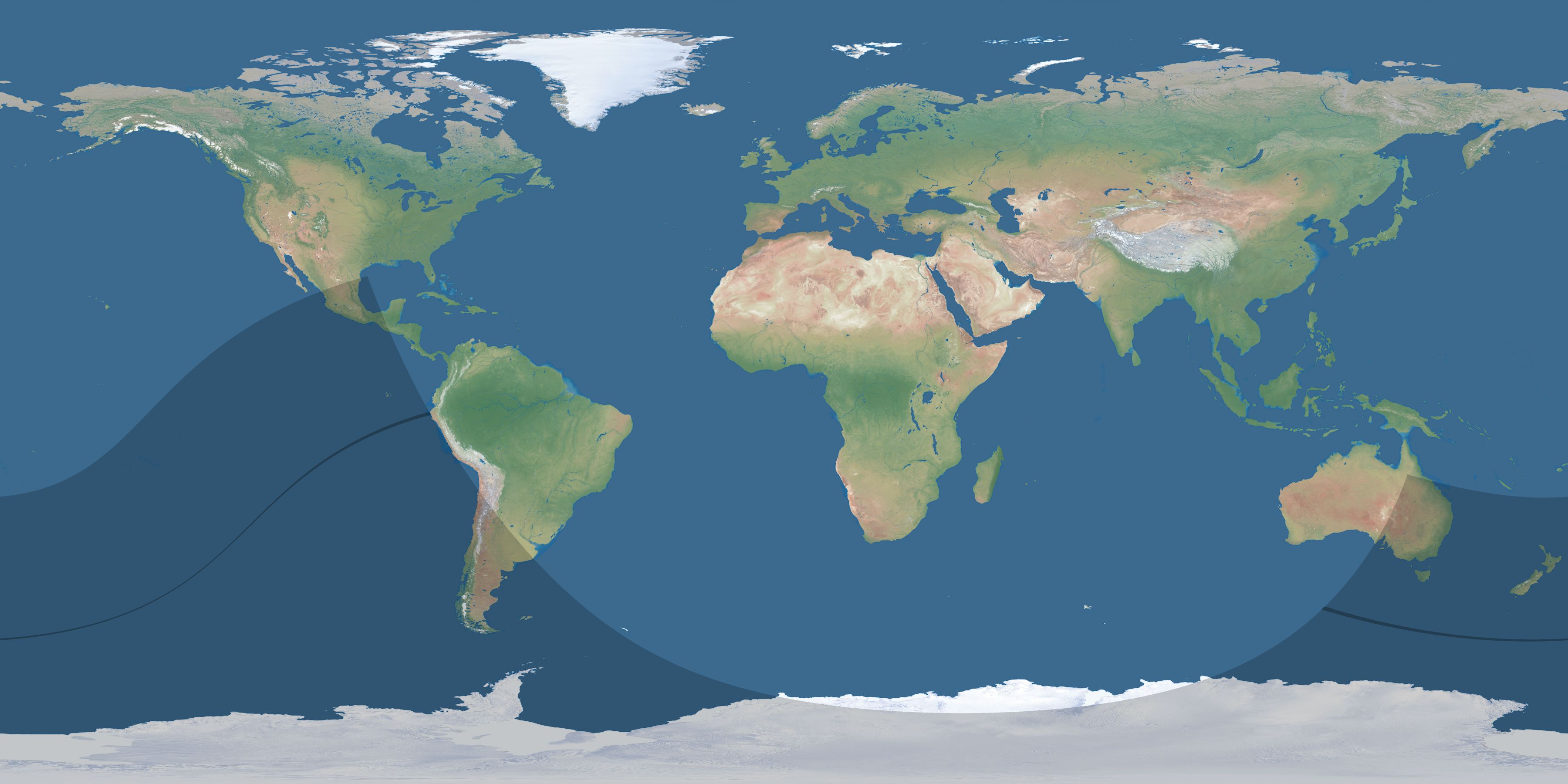 Map of the umbra and penumbra path of the solar eclipse of 02/06/1636