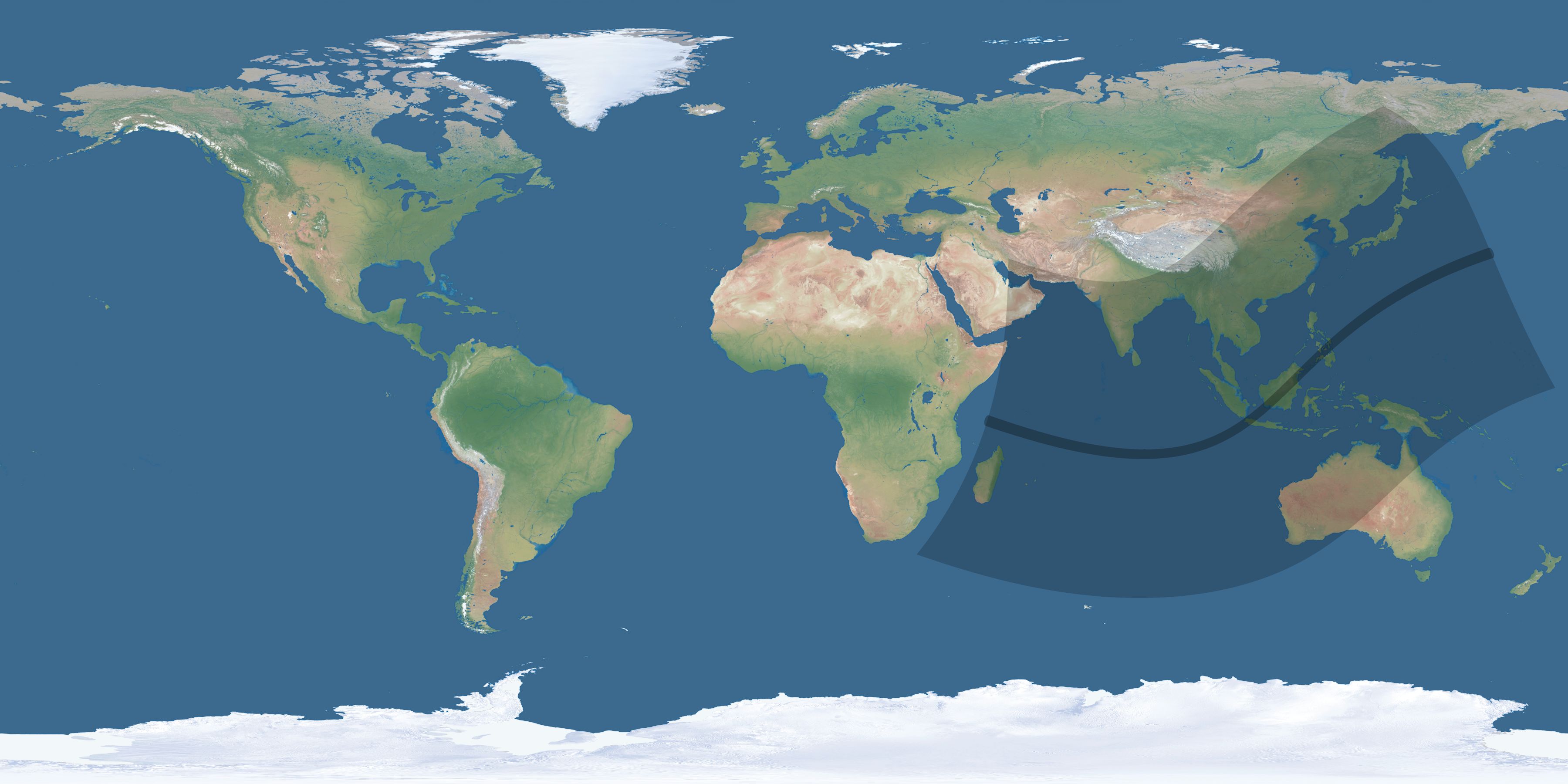 Map of the umbra and penumbra path of the solar eclipse of 01/26/1637