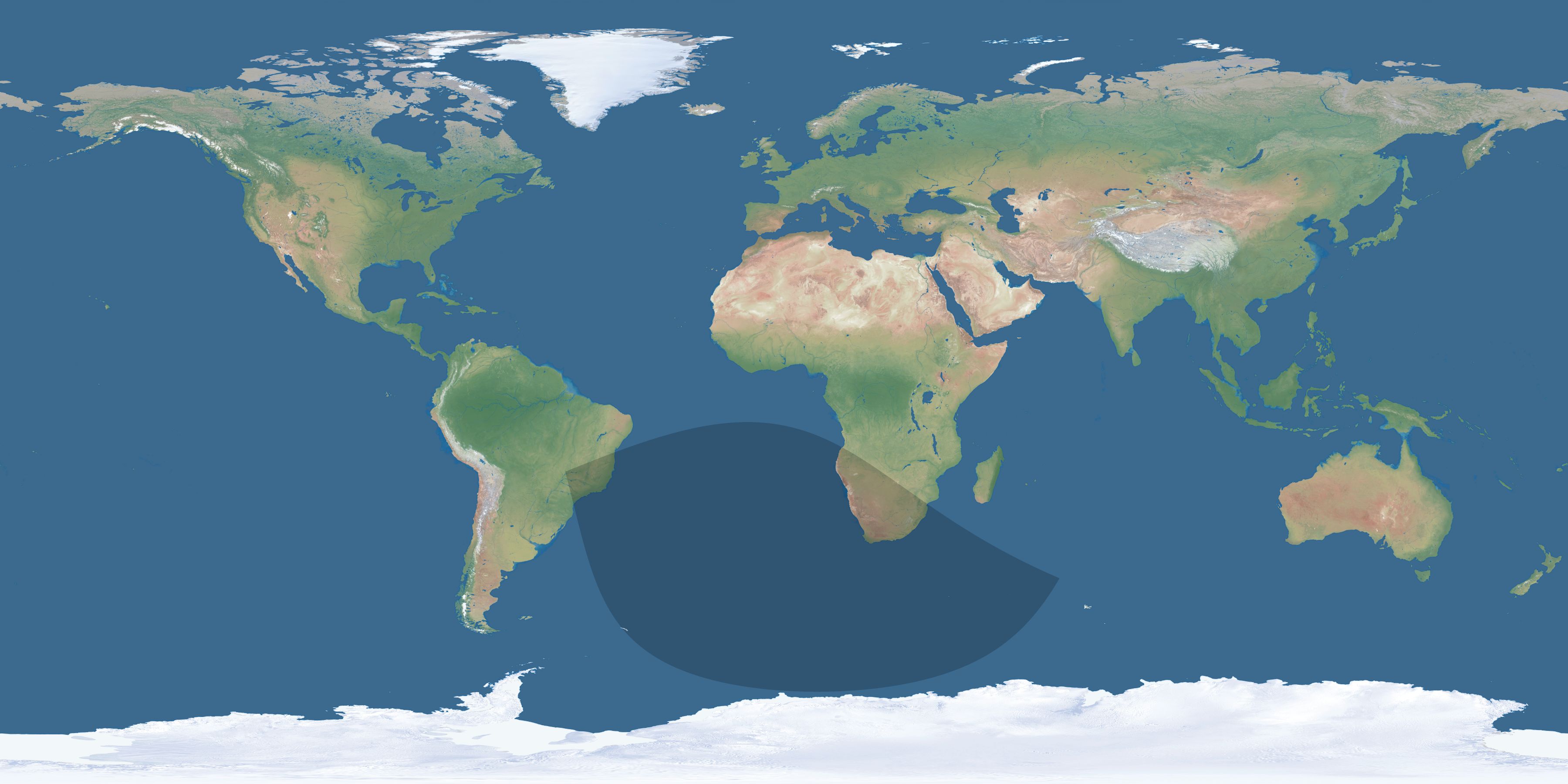 Map of the umbra and penumbra path of the solar eclipse of 07/11/1638