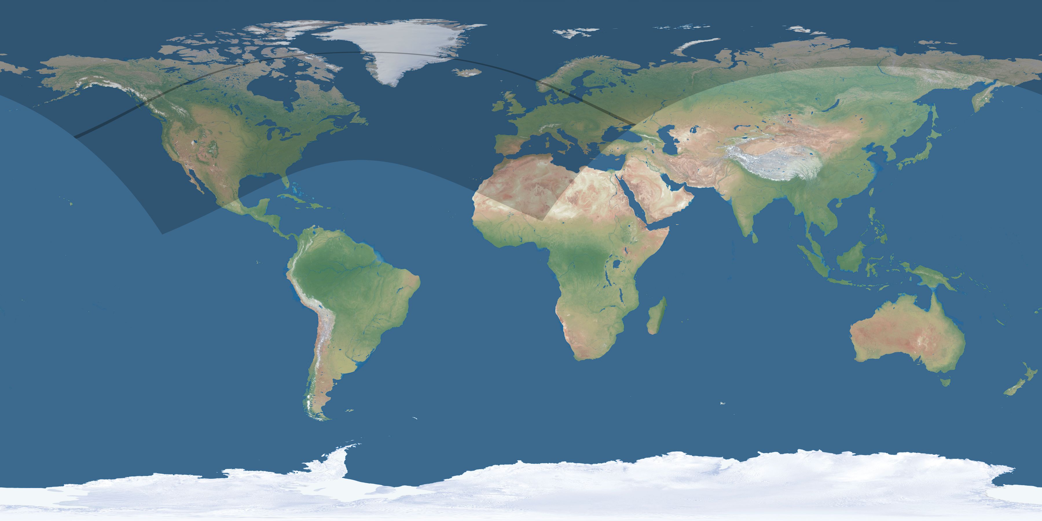 Map of the umbra and penumbra path of the solar eclipse of 06/01/1639