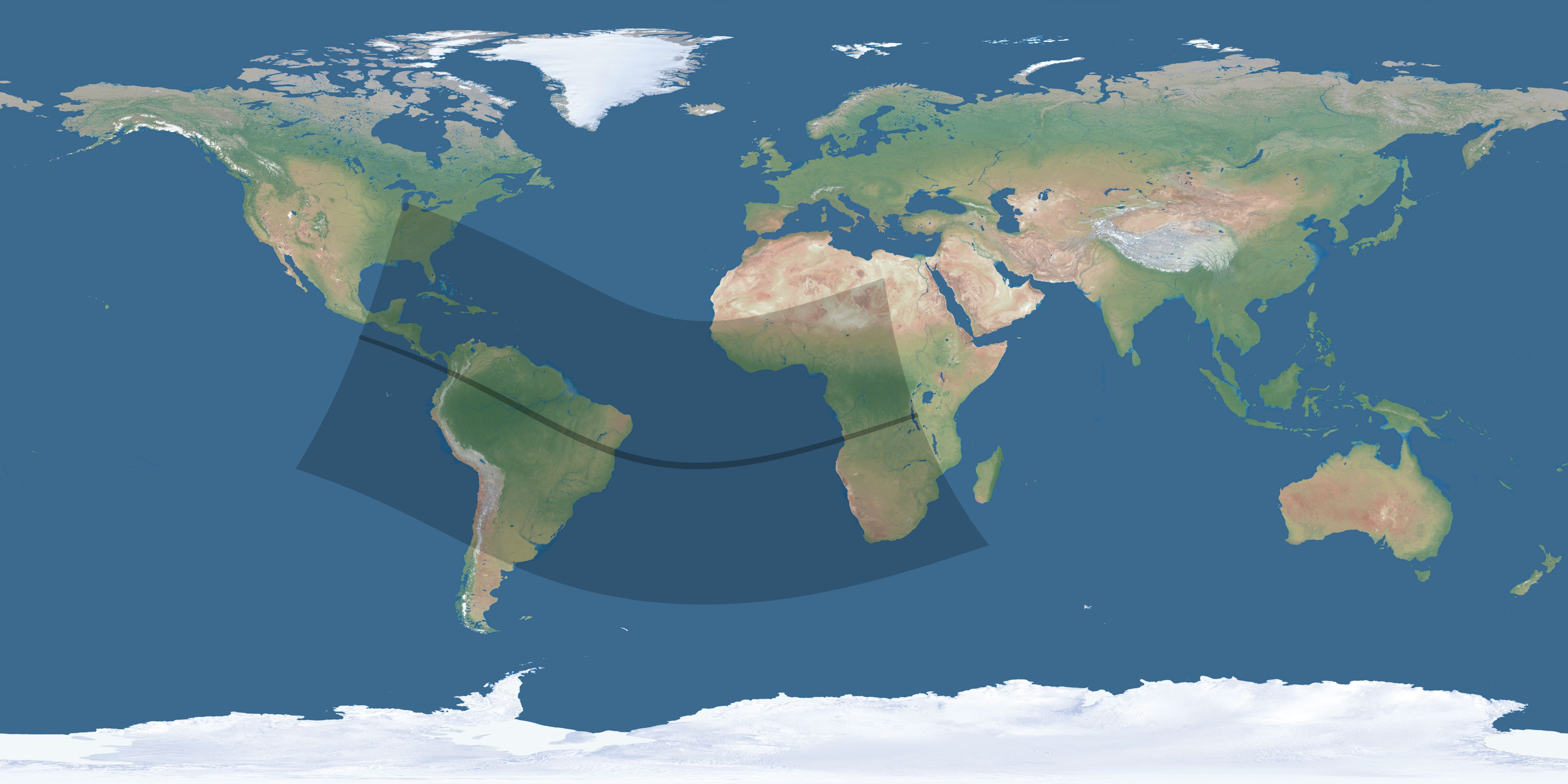 Map of the umbra and penumbra path of the solar eclipse of 11/13/1640