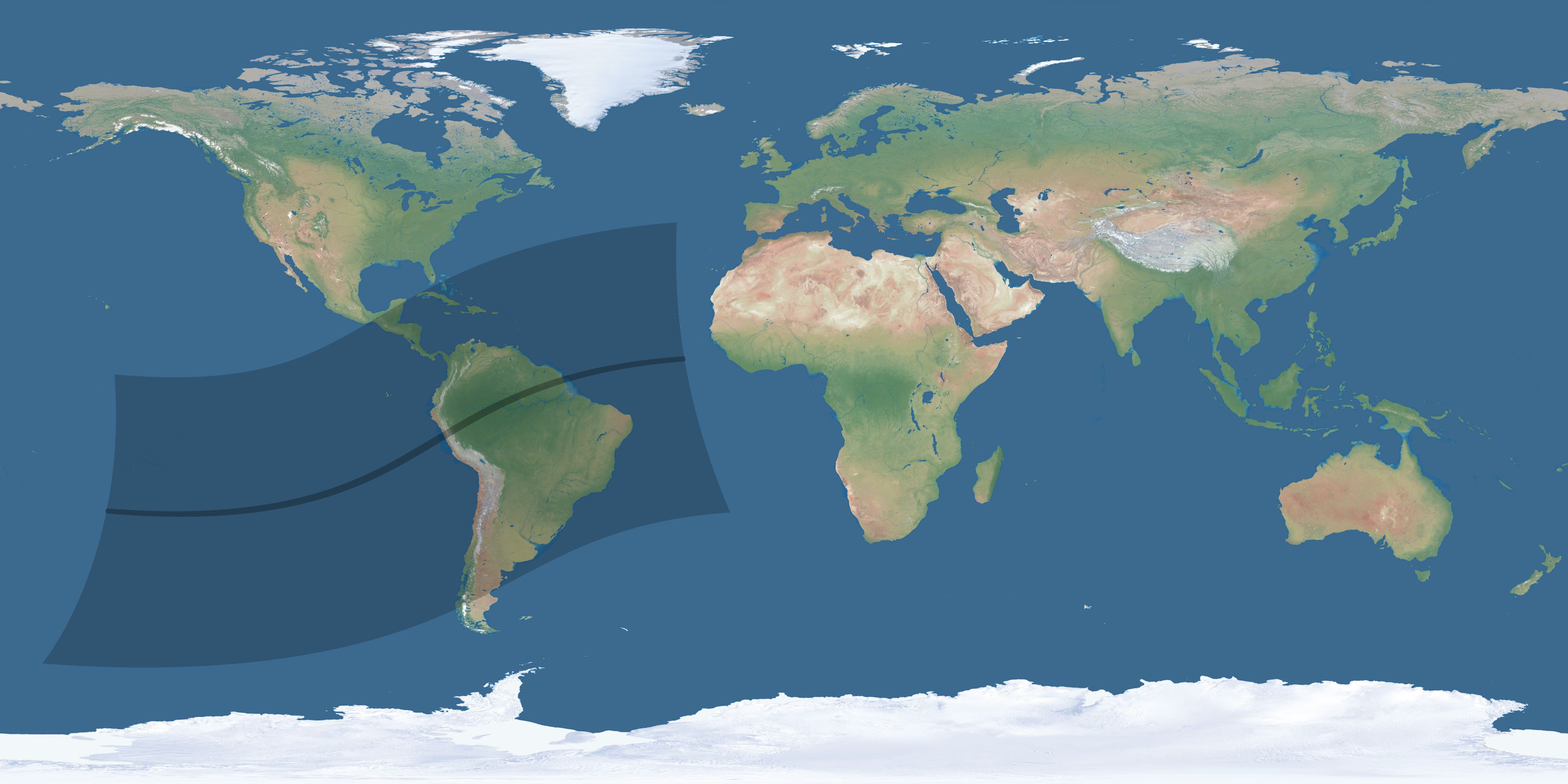 Map of the umbra and penumbra path of the solar eclipse of 03/08/1644
