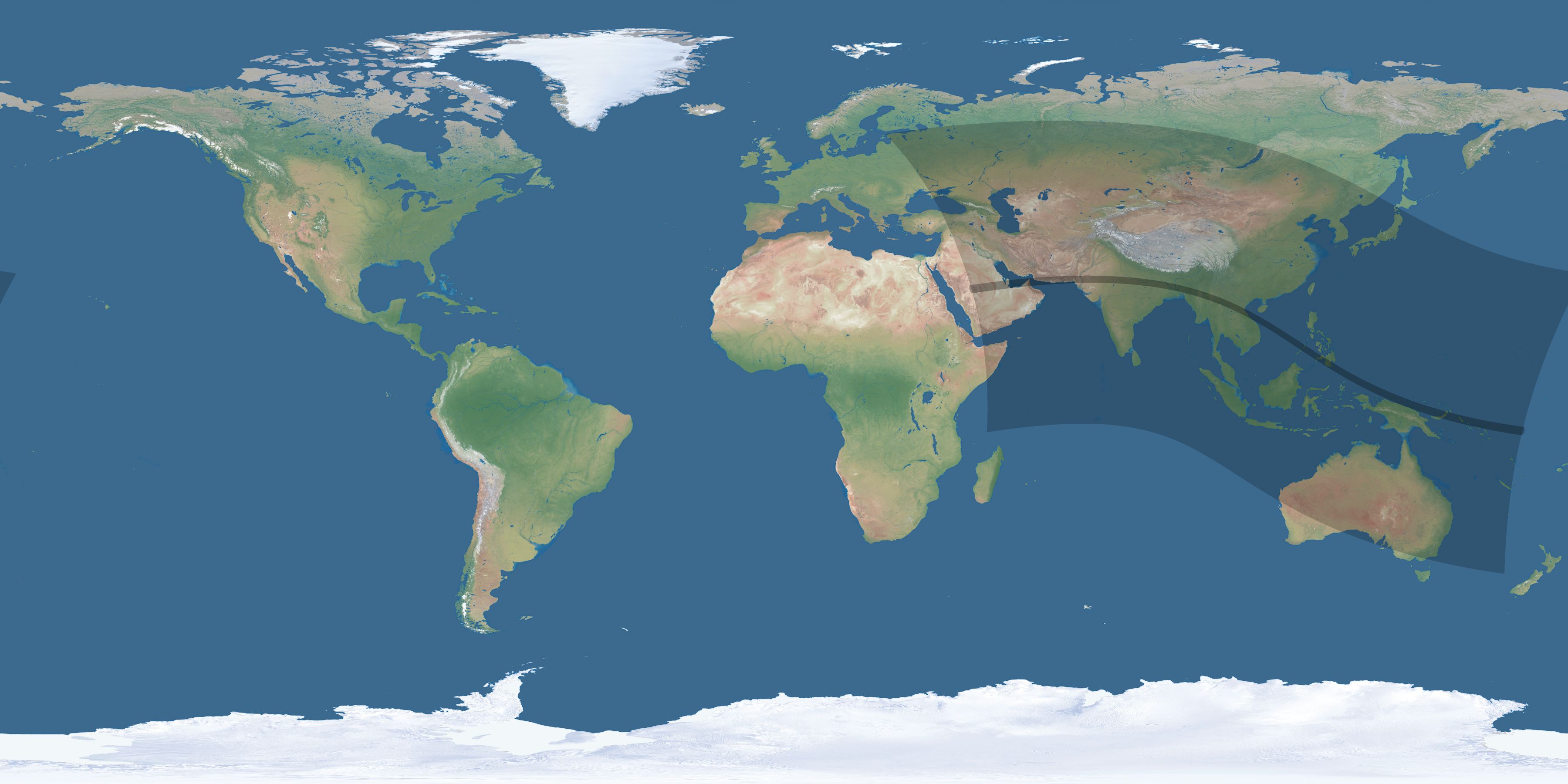Map of the umbra and penumbra path of the solar eclipse of 09/01/1644