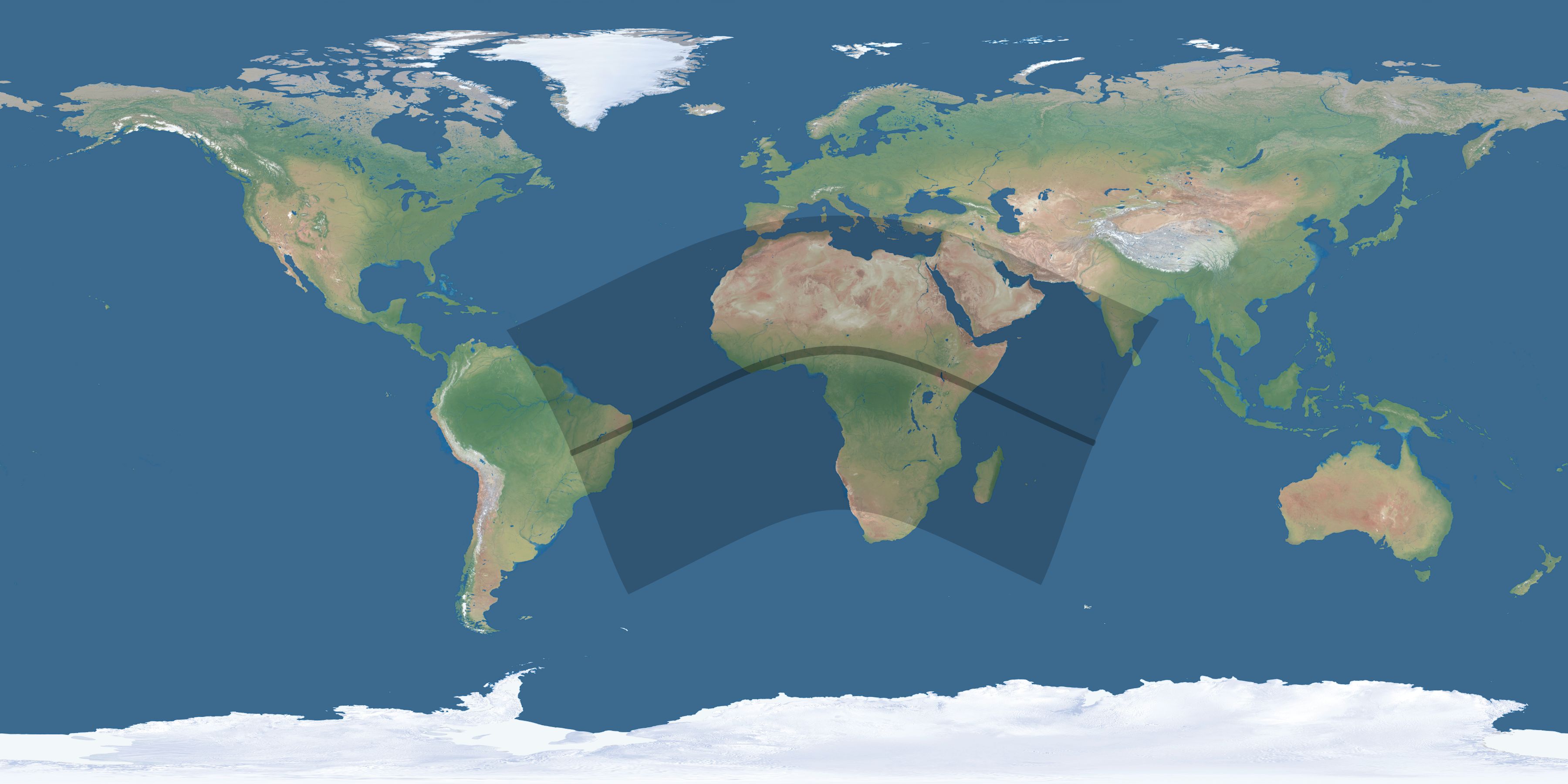 Map of the umbra and penumbra path of the solar eclipse of 07/02/1647
