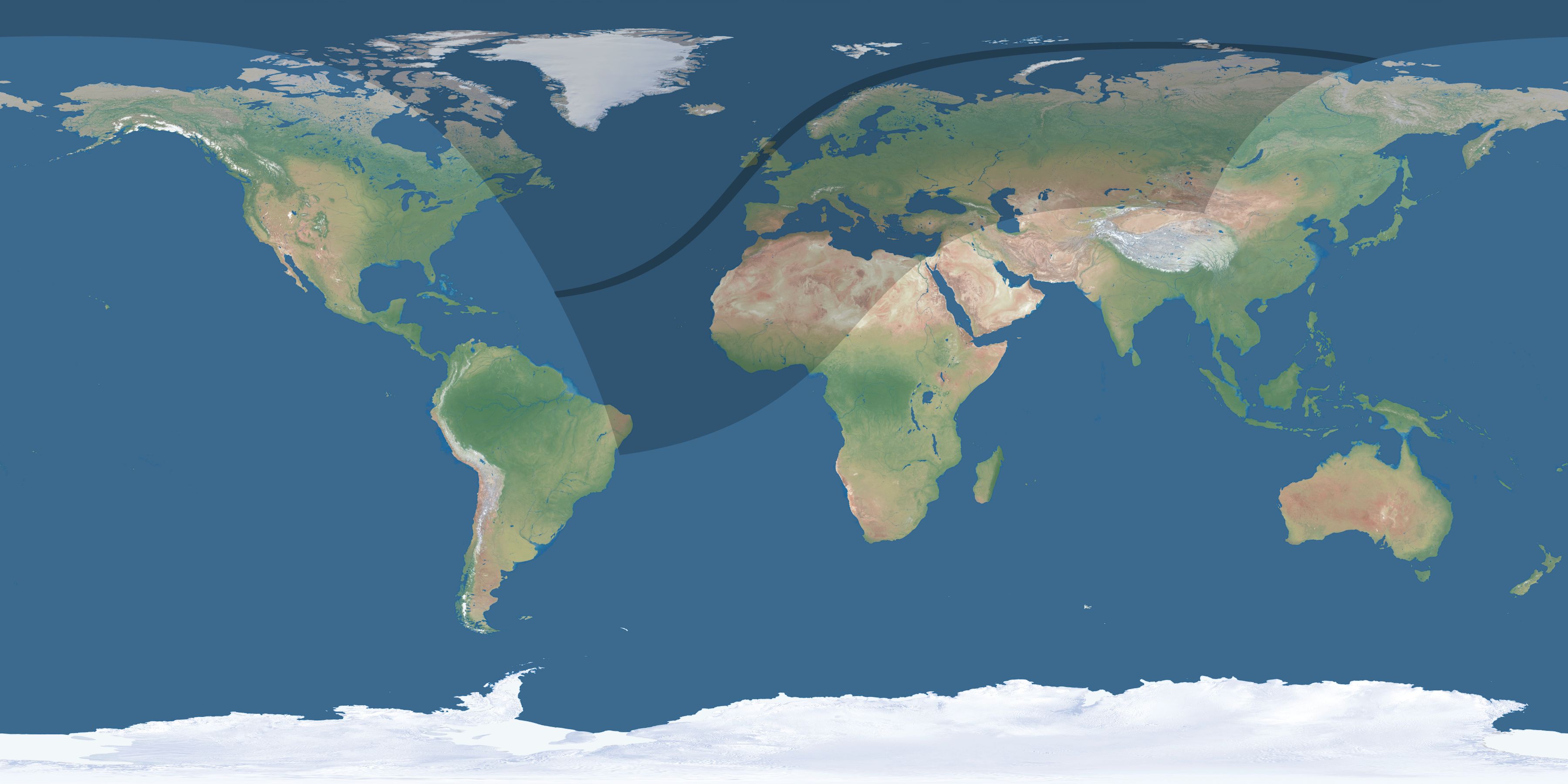 Map of the umbra and penumbra path of the solar eclipse of 04/08/1652