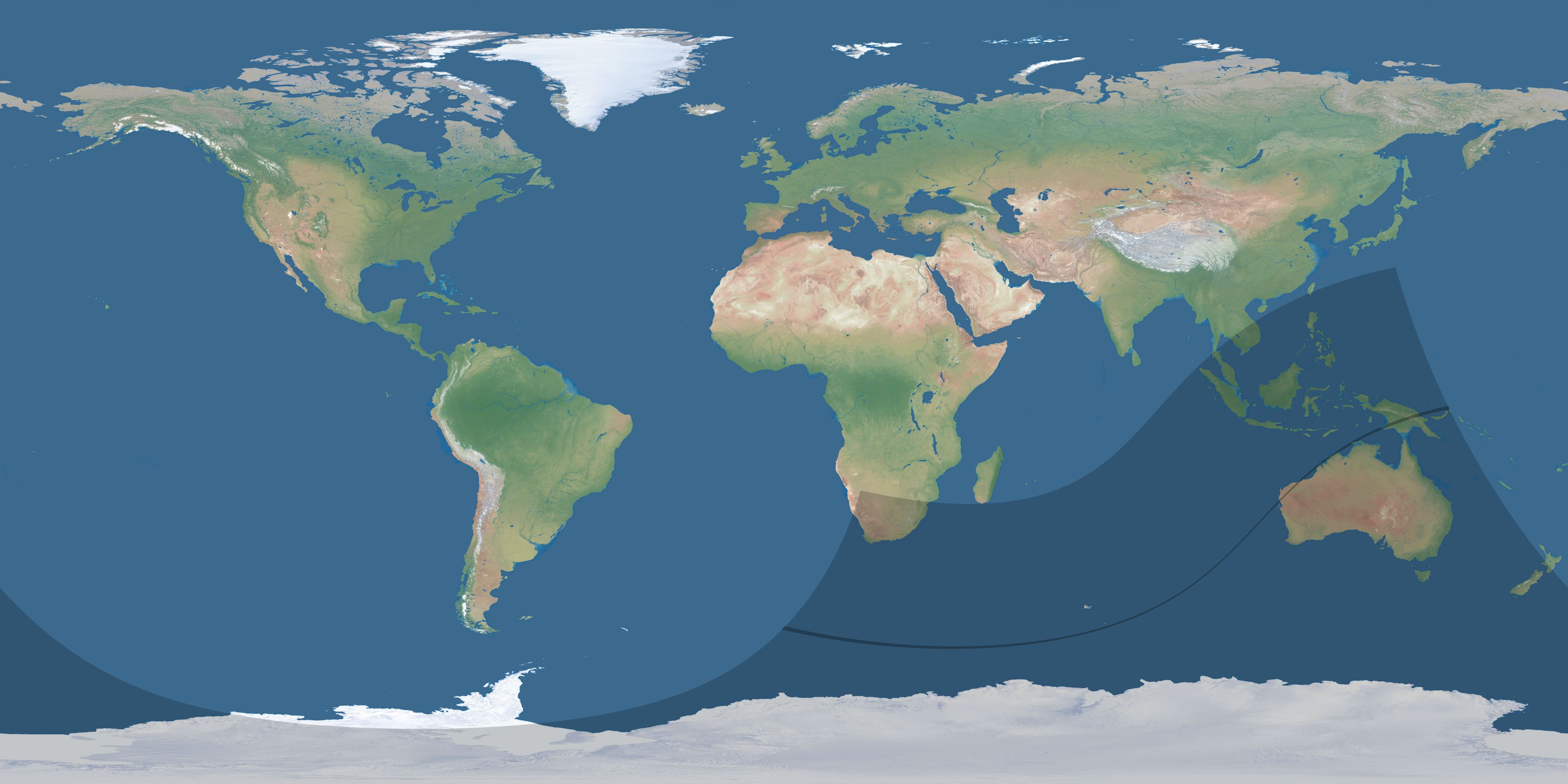 Map of the umbra and penumbra path of the solar eclipse of 02/17/1654