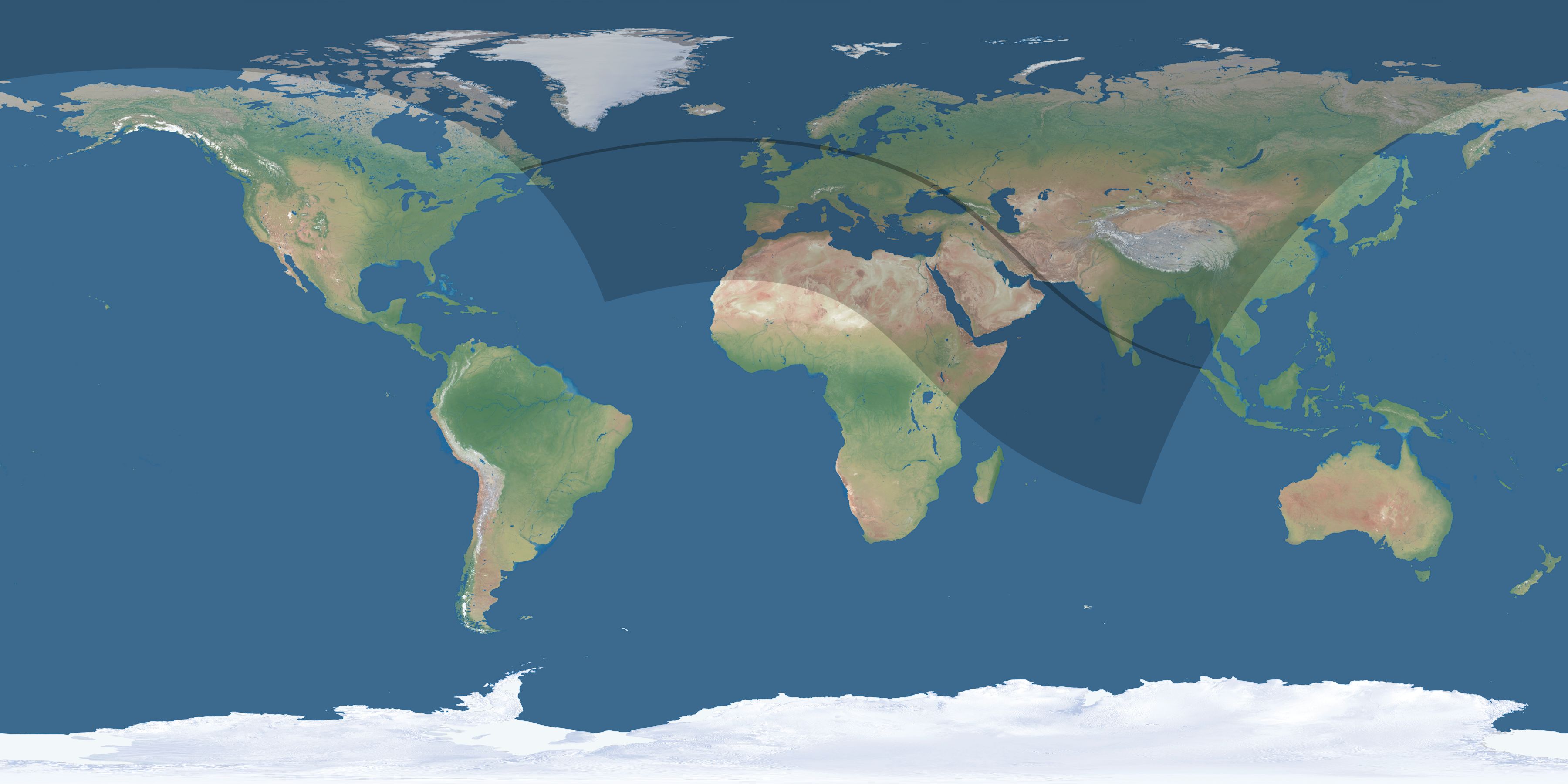 Map of the umbra and penumbra path of the solar eclipse of 08/12/1654