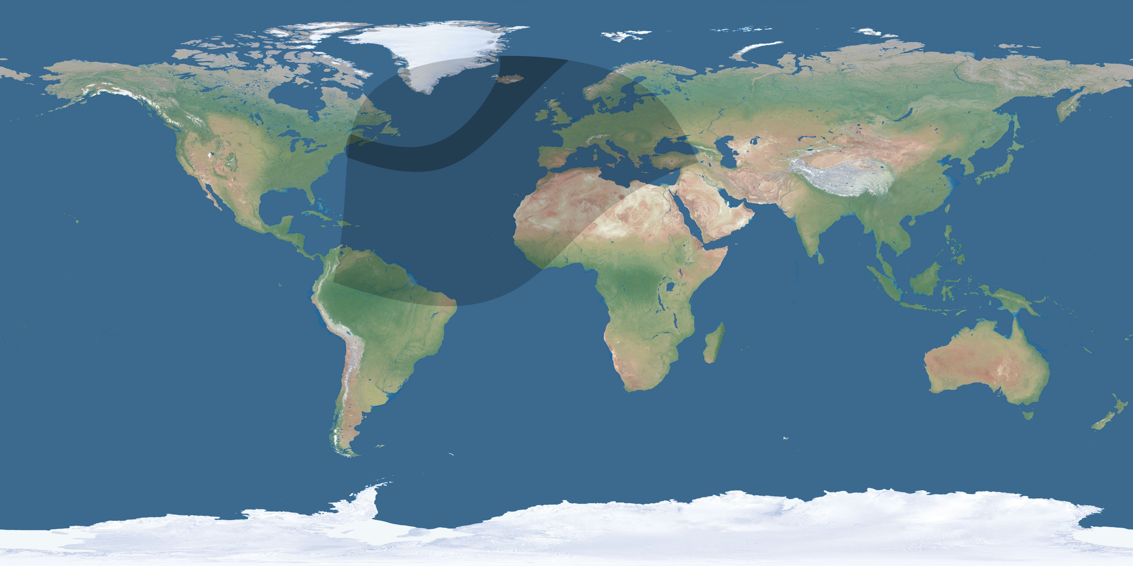 Map of the umbra and penumbra path of the solar eclipse of 01/26/1656