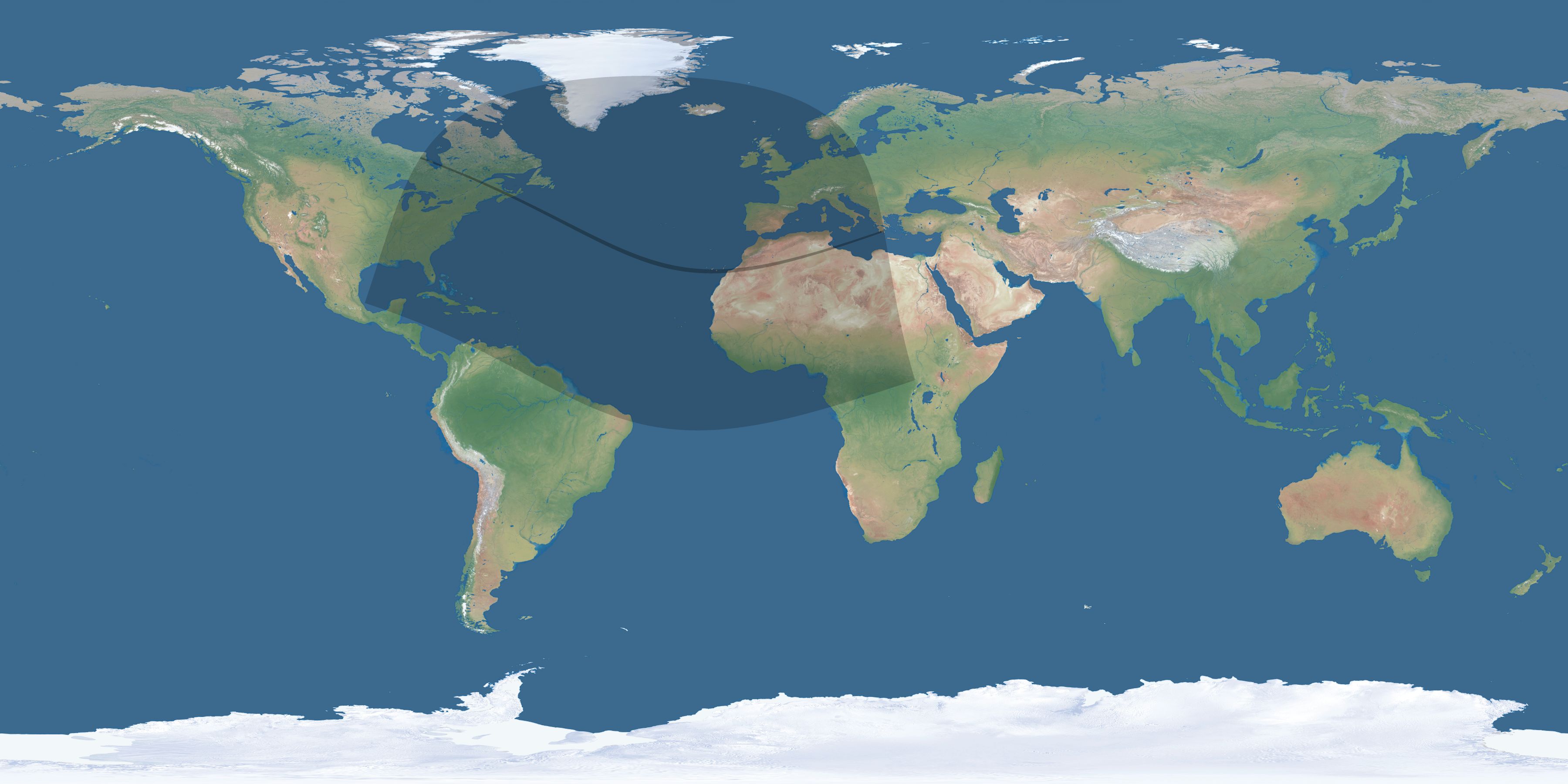 Map of the umbra and penumbra path of the solar eclipse of 11/14/1659