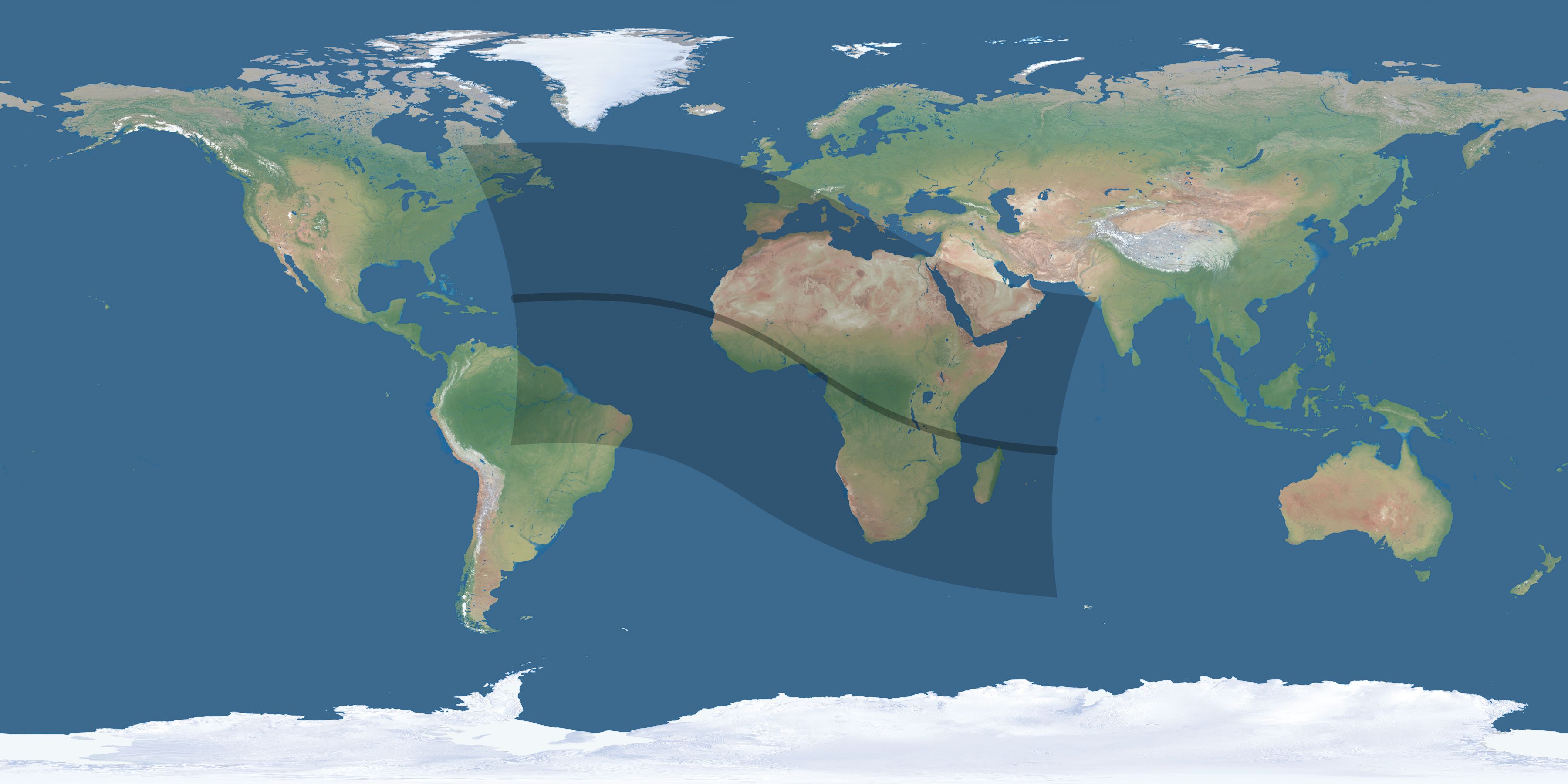 Map of the umbra and penumbra path of the solar eclipse of 09/12/1662