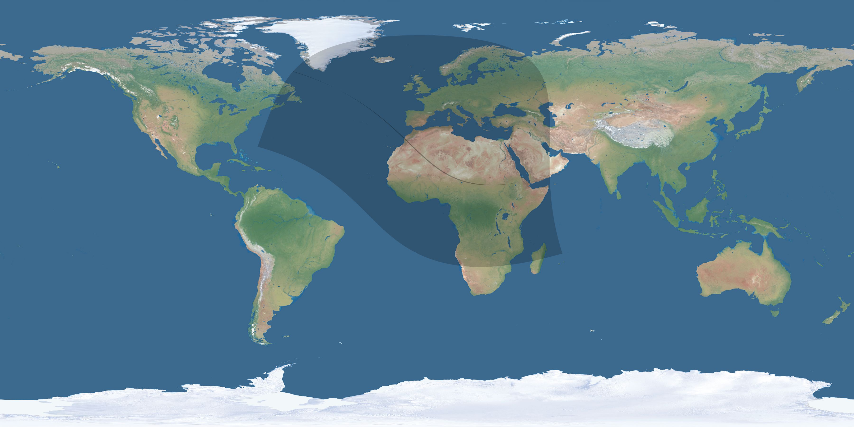 Map of the umbra and penumbra path of the solar eclipse of 11/04/1668