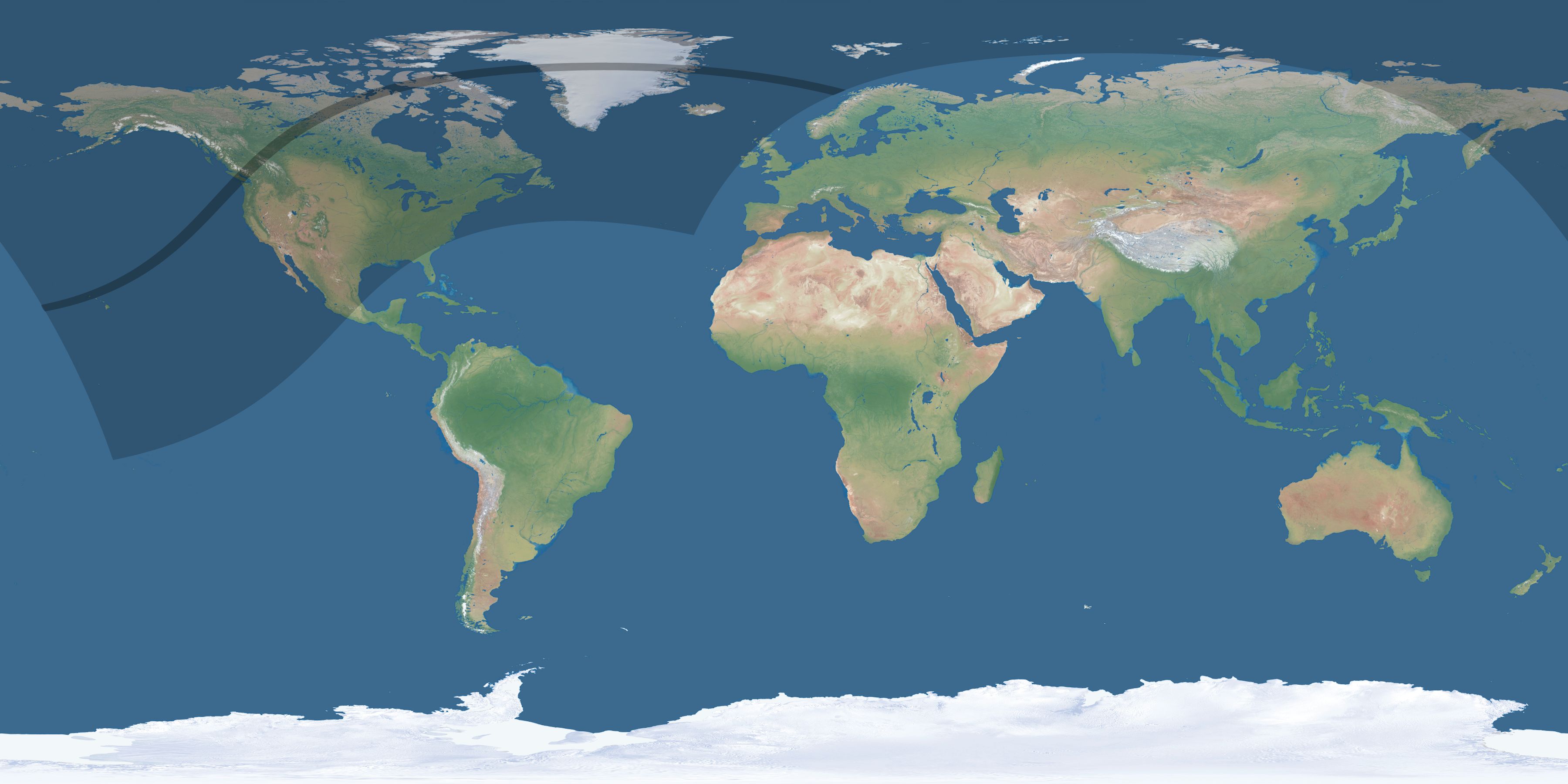 Map of the umbra and penumbra path of the solar eclipse of 04/19/1670