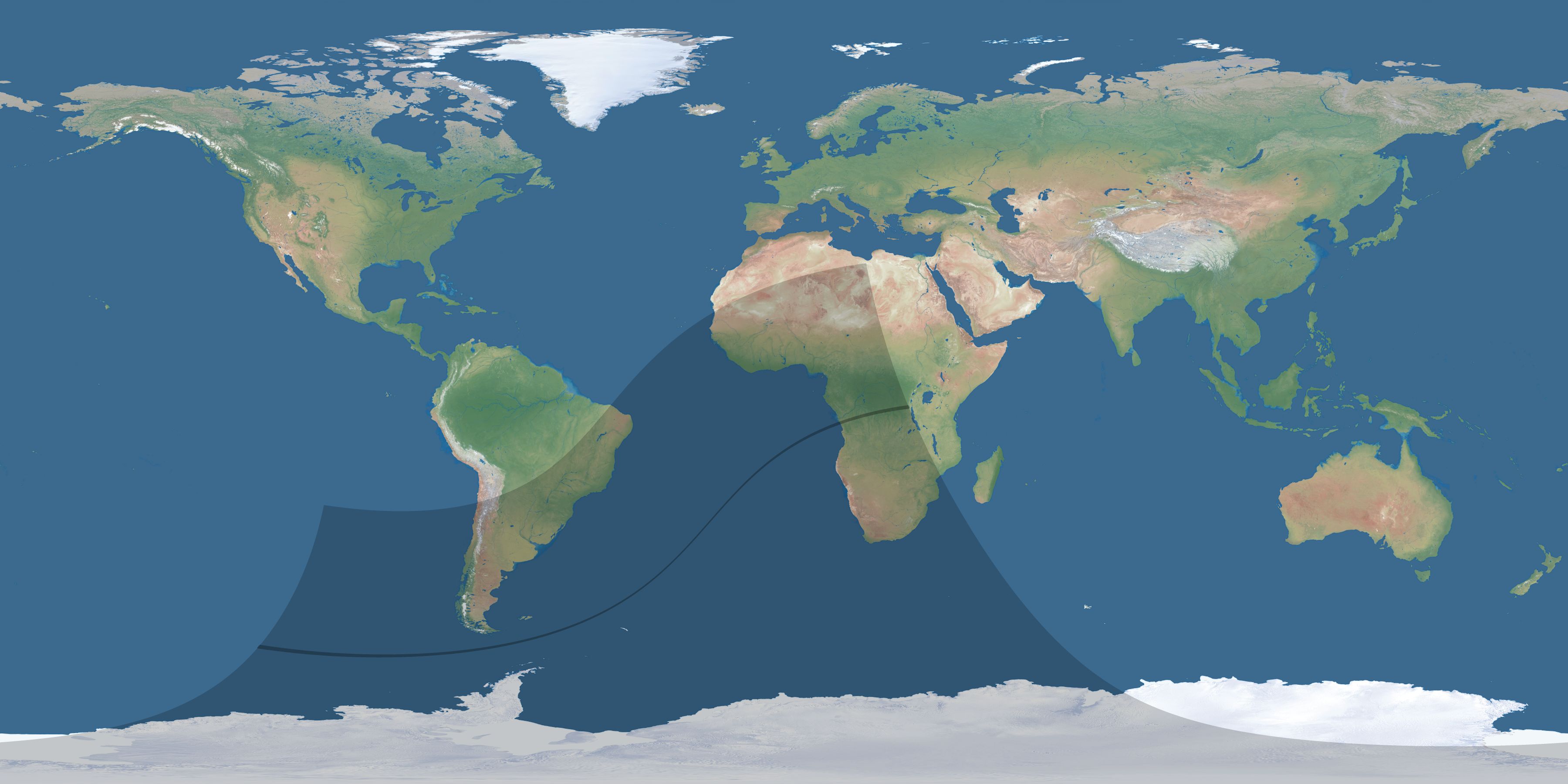 Map of the umbra and penumbra path of the solar eclipse of 02/28/1672
