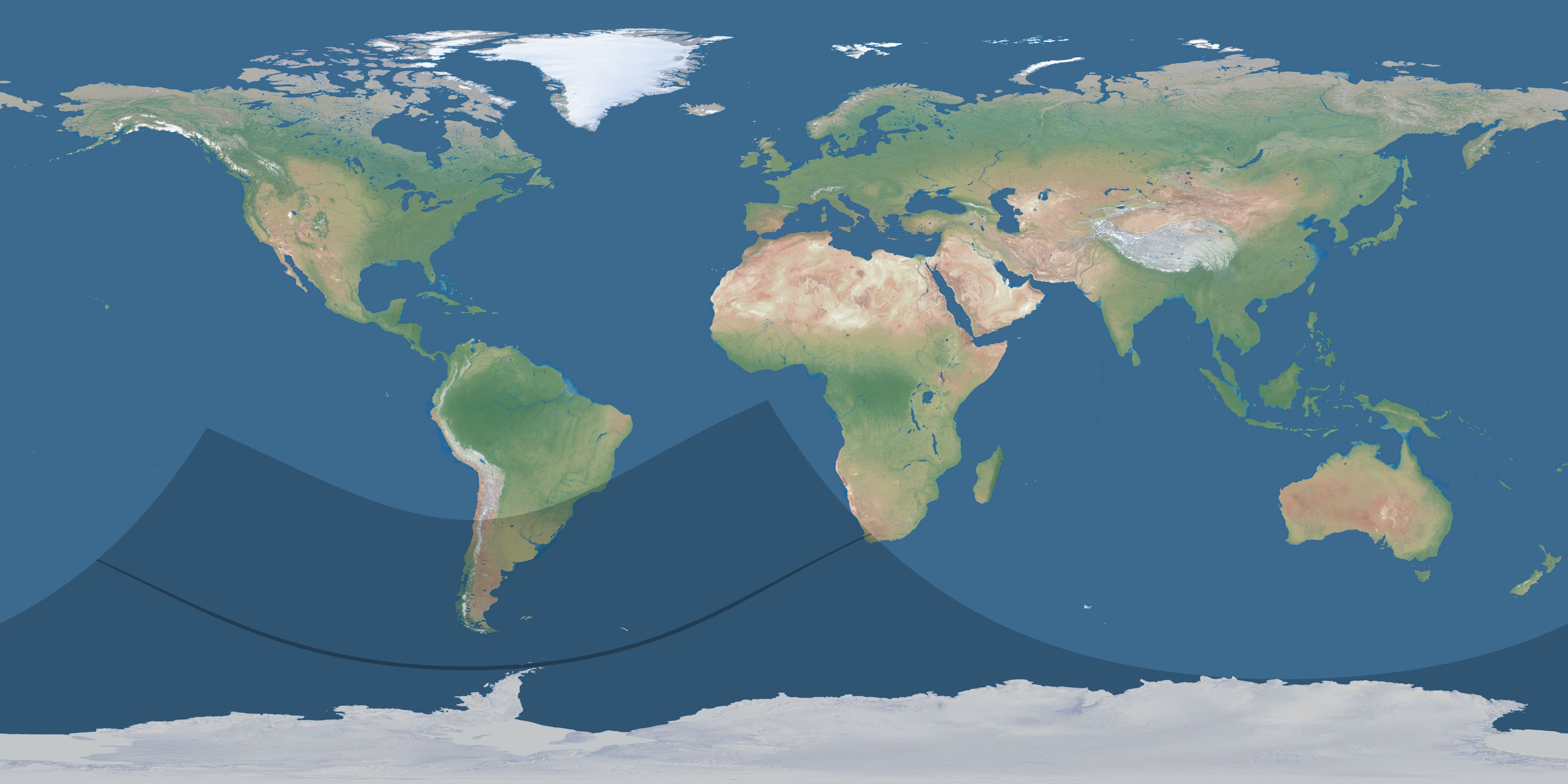 Map of the umbra and penumbra path of the solar eclipse of 12/16/1675