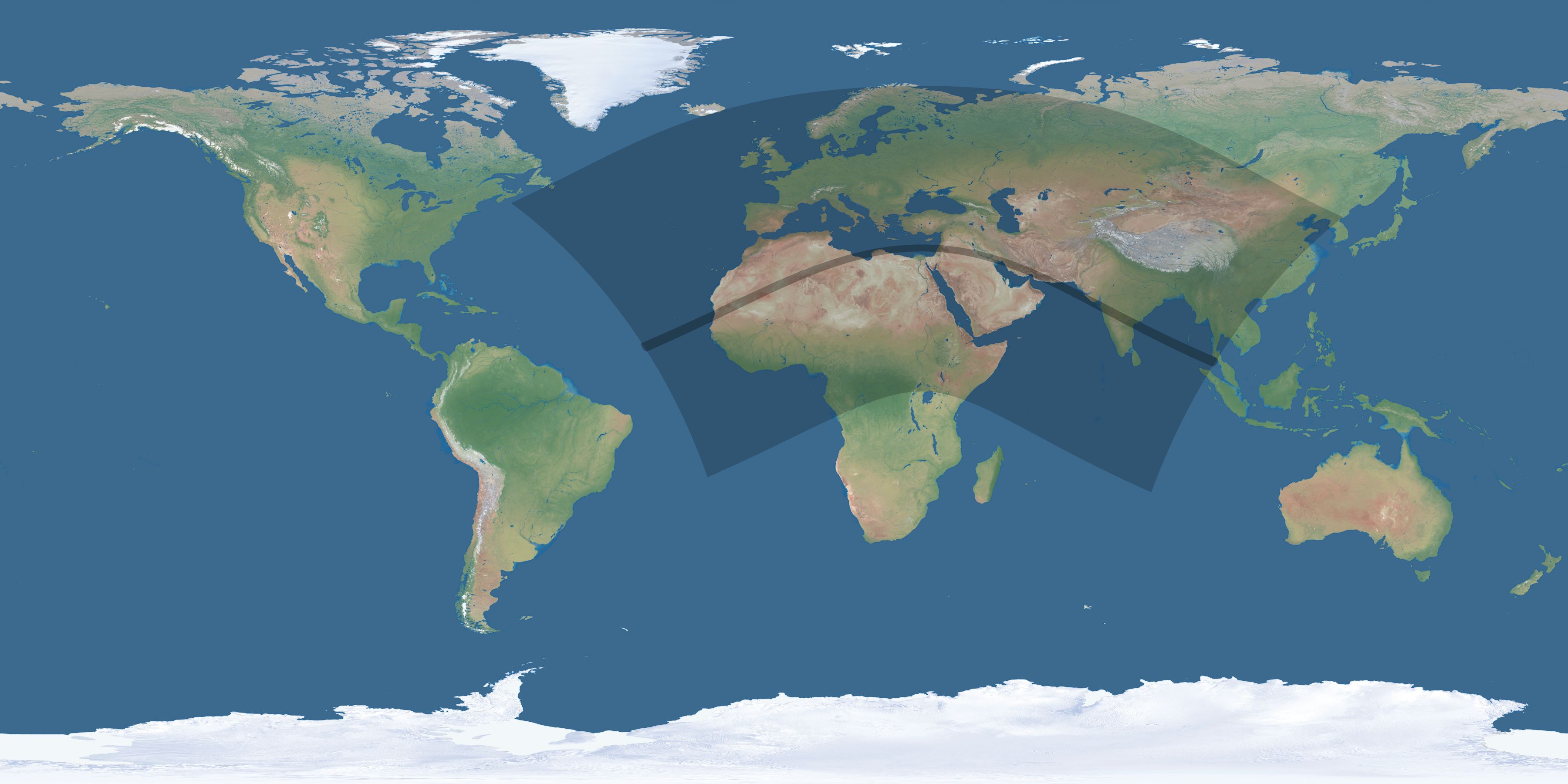 Map of the umbra and penumbra path of the solar eclipse of 06/11/1676