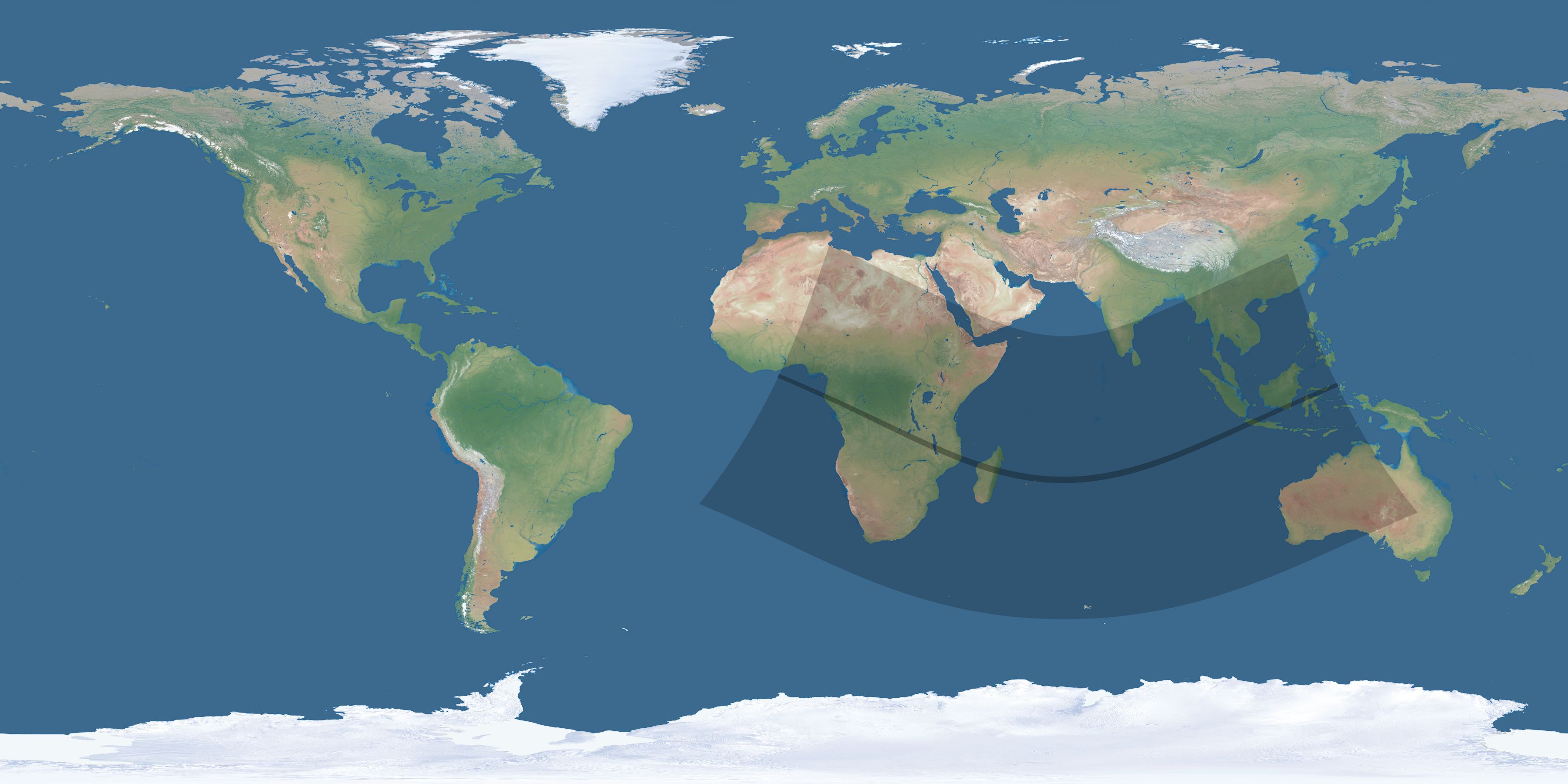 Map of the umbra and penumbra path of the solar eclipse of 12/05/1676