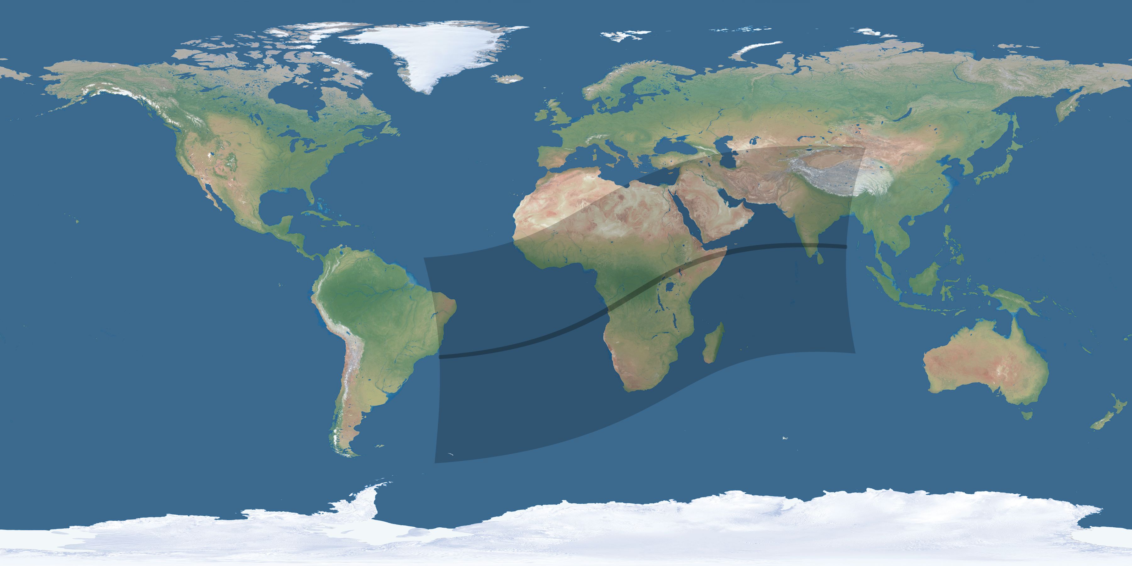 Map of the umbra and penumbra path of the solar eclipse of 03/30/1680