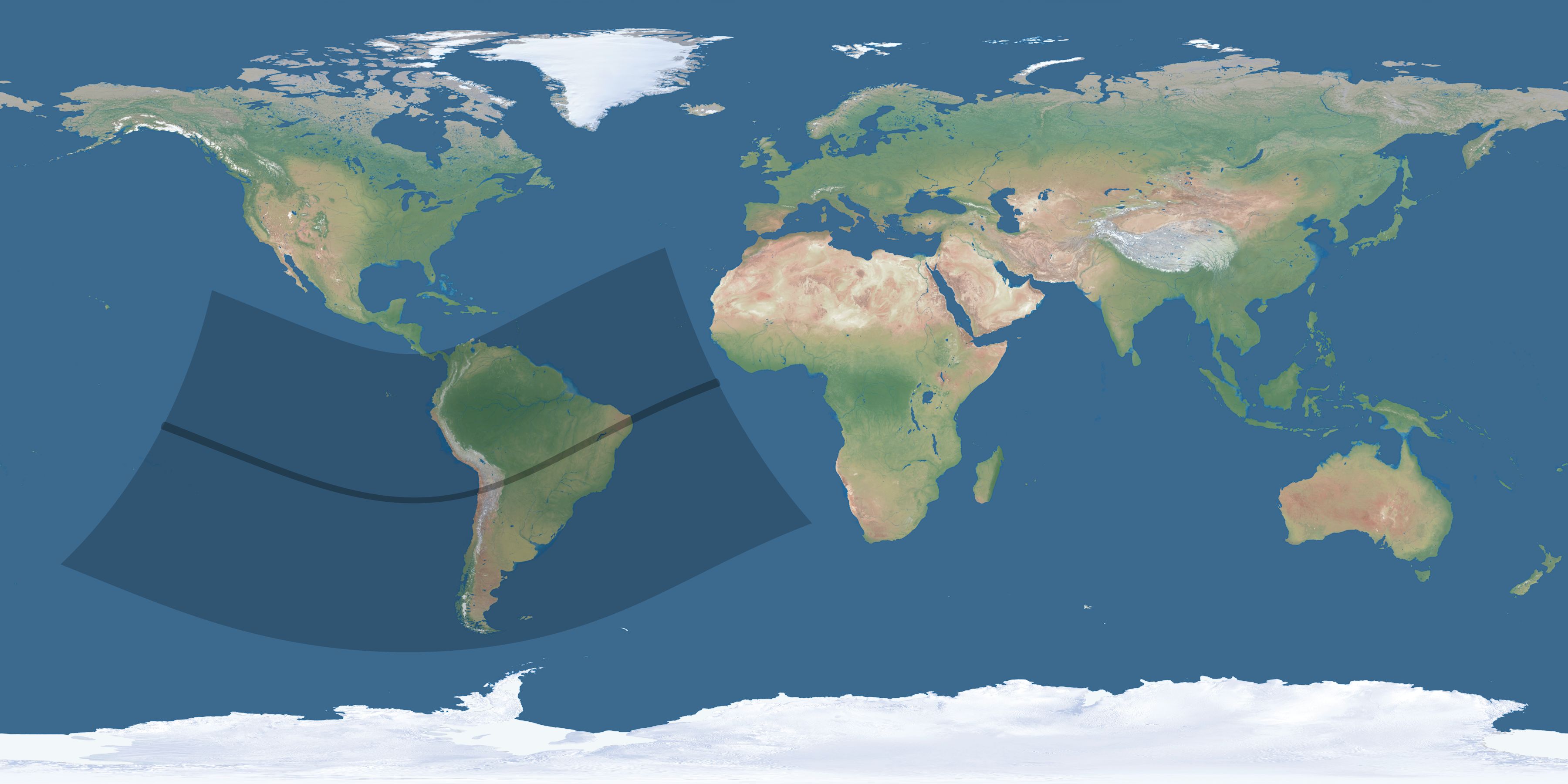 Map of the umbra and penumbra path of the solar eclipse of 01/16/1684