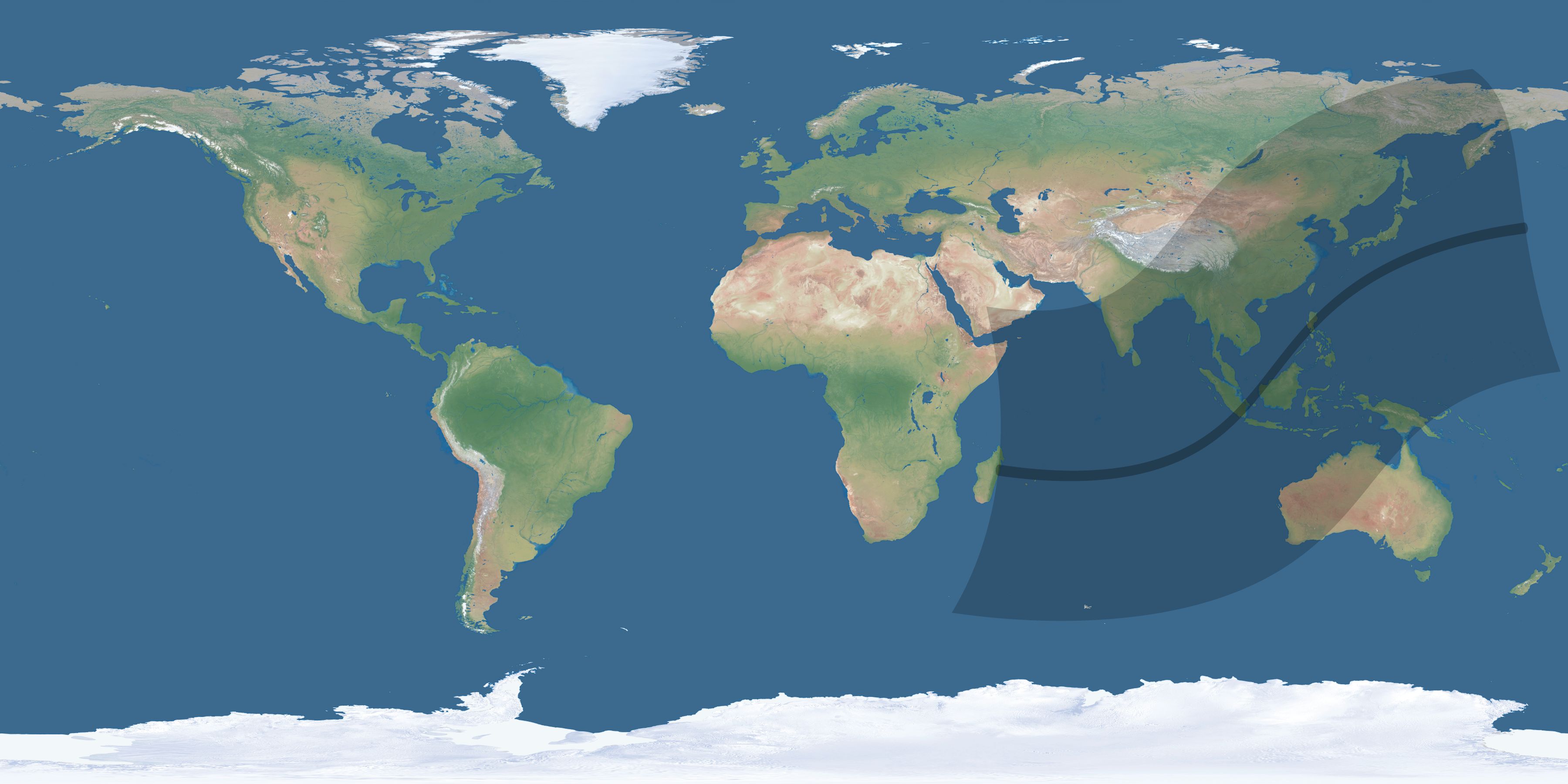 Map of the umbra and penumbra path of the solar eclipse of 02/28/1691