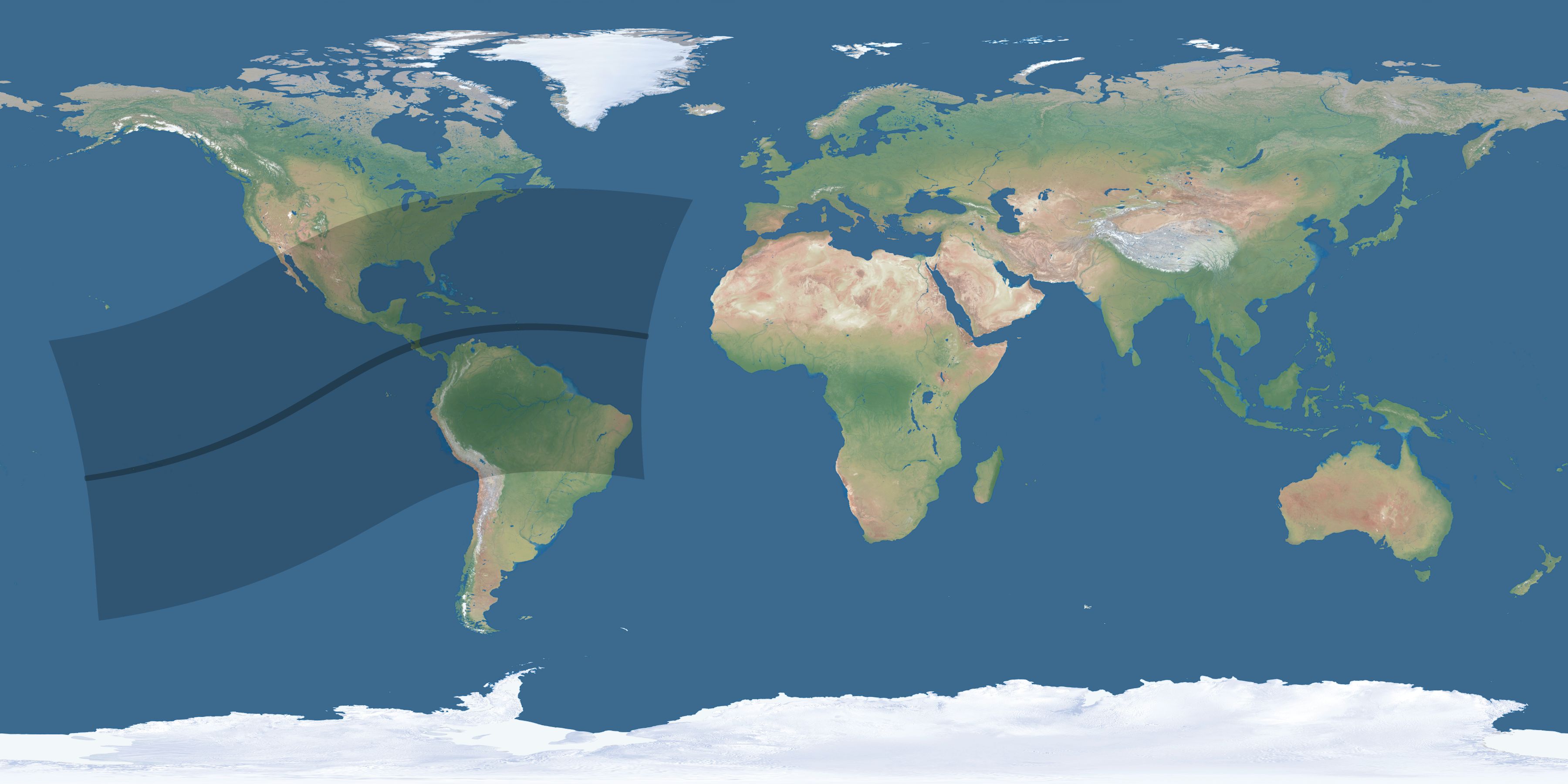 Map of the umbra and penumbra path of the solar eclipse of 04/10/1698