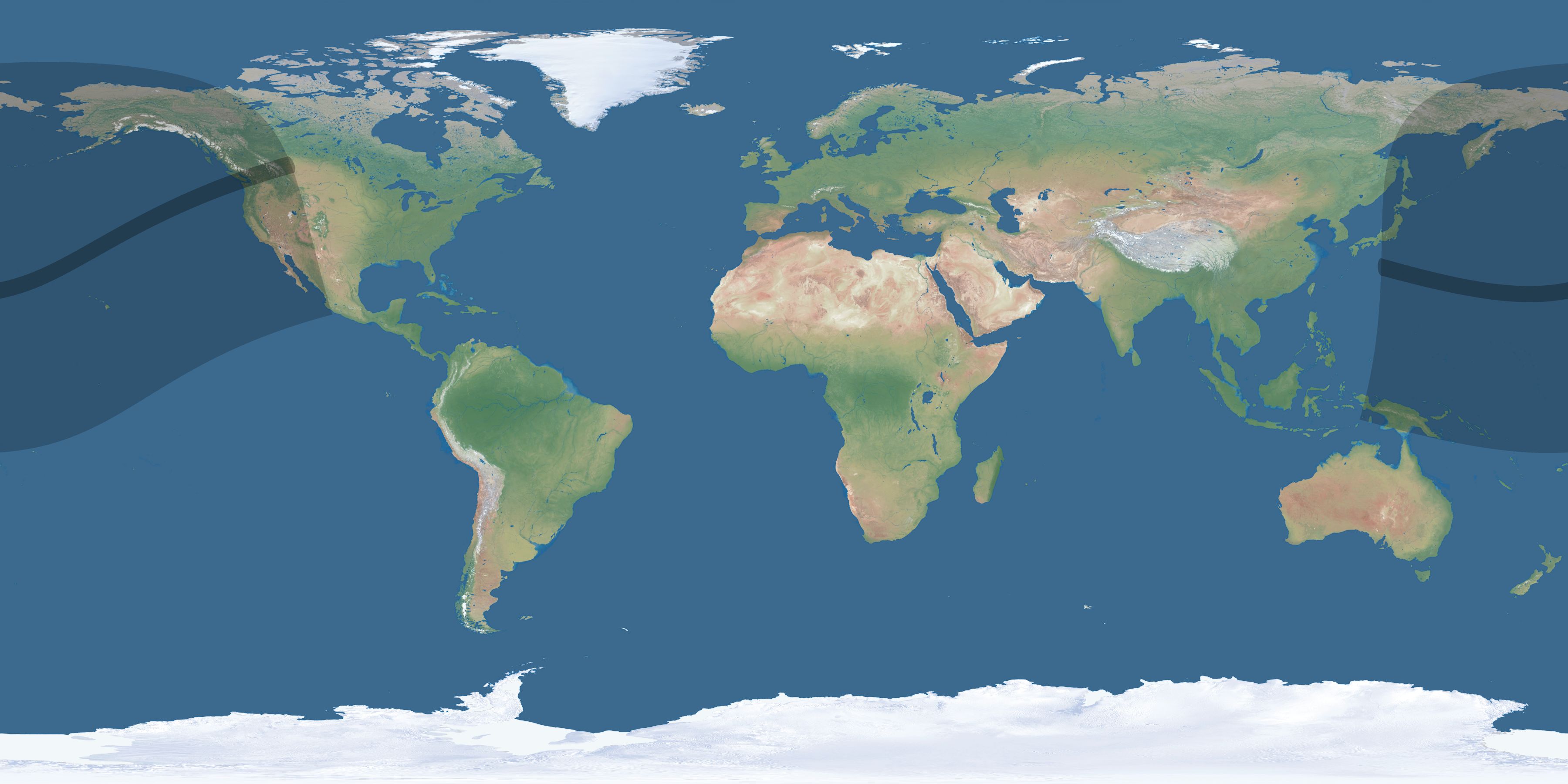 Map of the umbra and penumbra path of the solar eclipse of 02/07/1701
