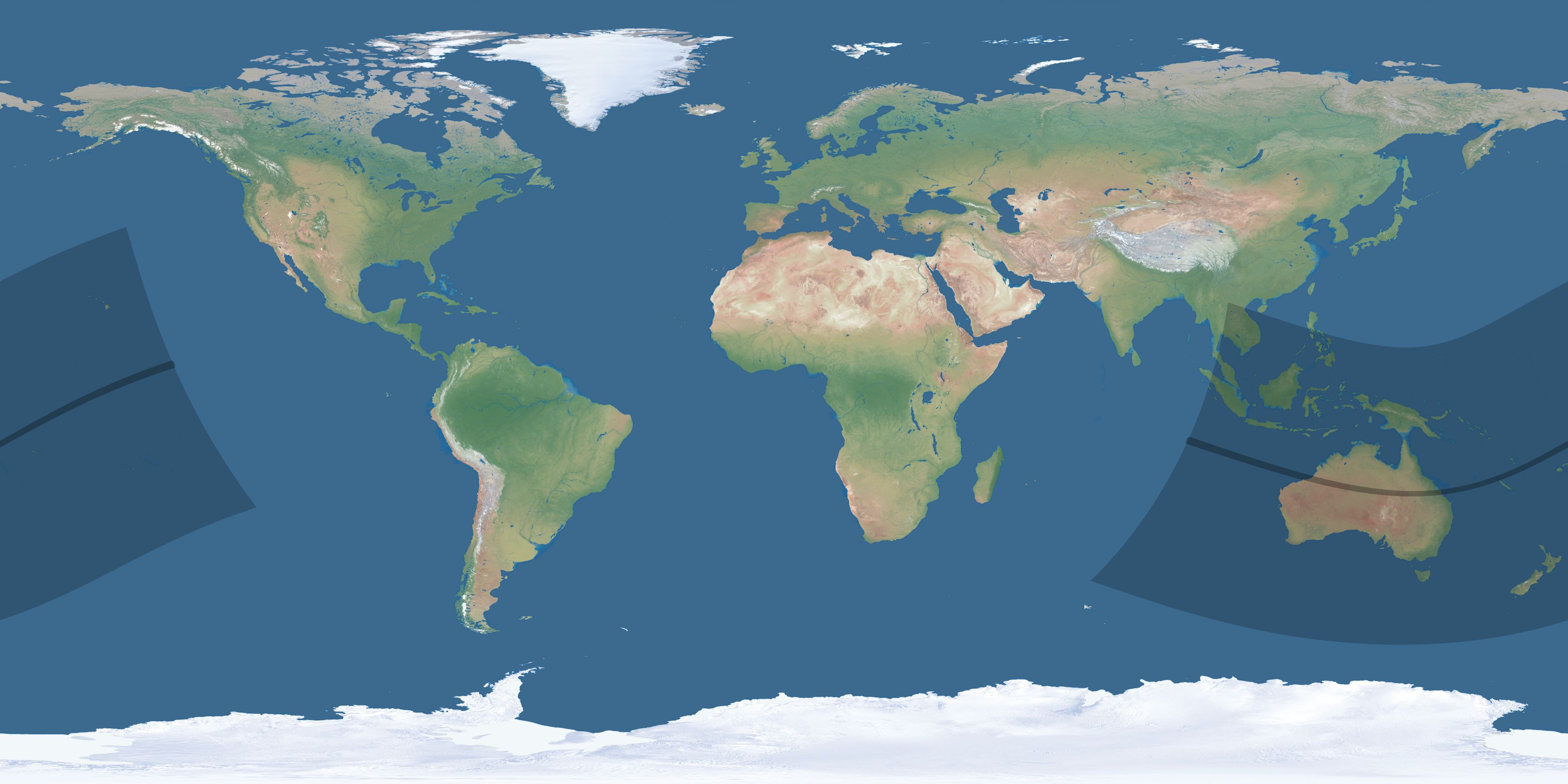 Map of the umbra and penumbra path of the solar eclipse of 01/28/1702