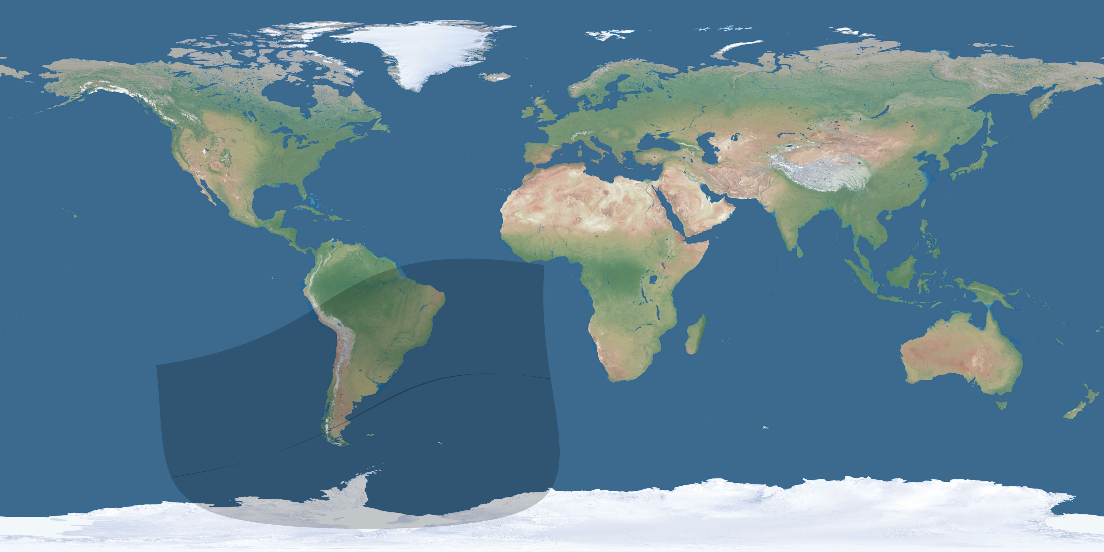 Map of the umbra and penumbra path of the solar eclipse of 04/11/1717
