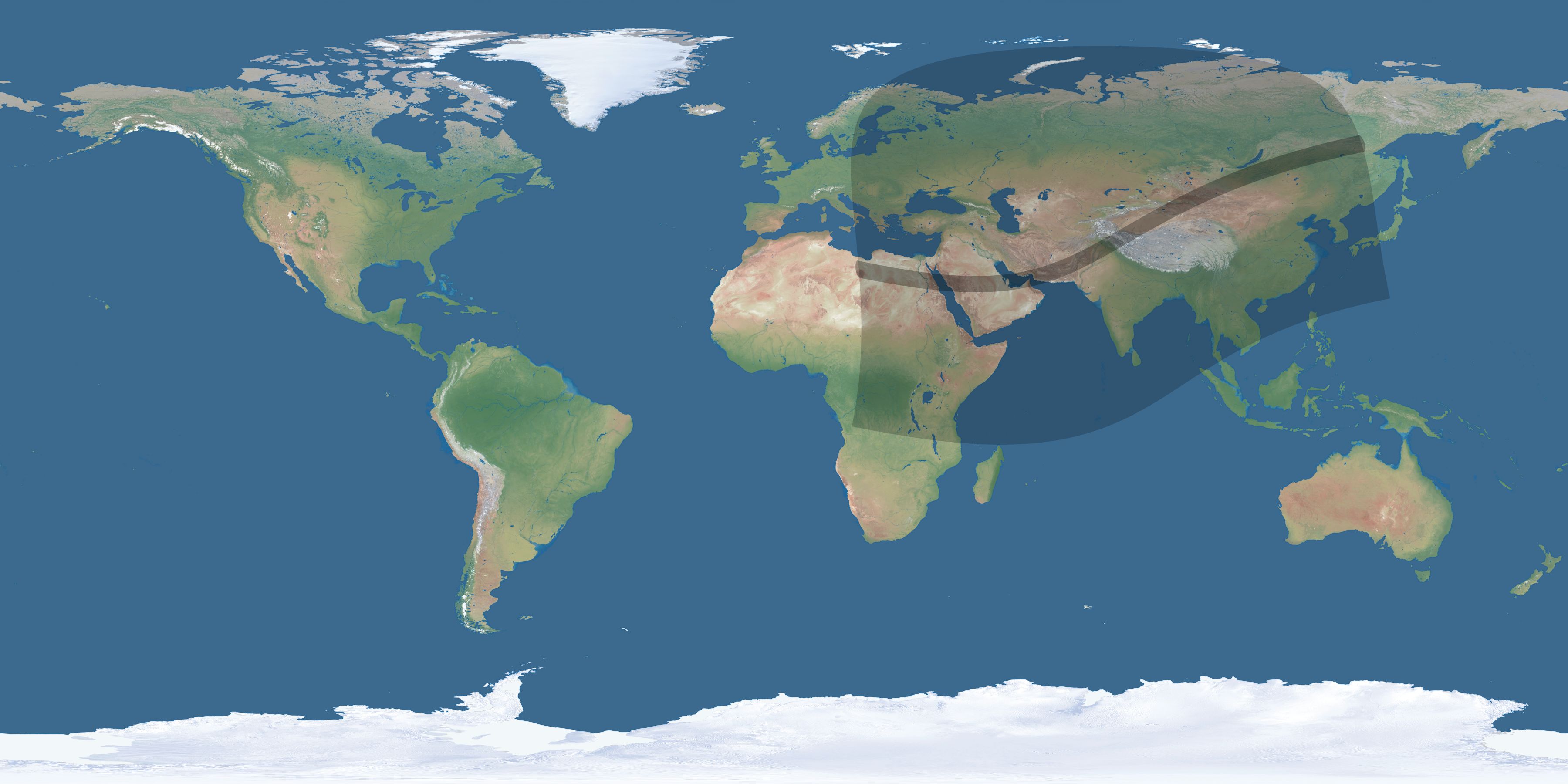 Map of the umbra and penumbra path of the solar eclipse of 02/19/1719