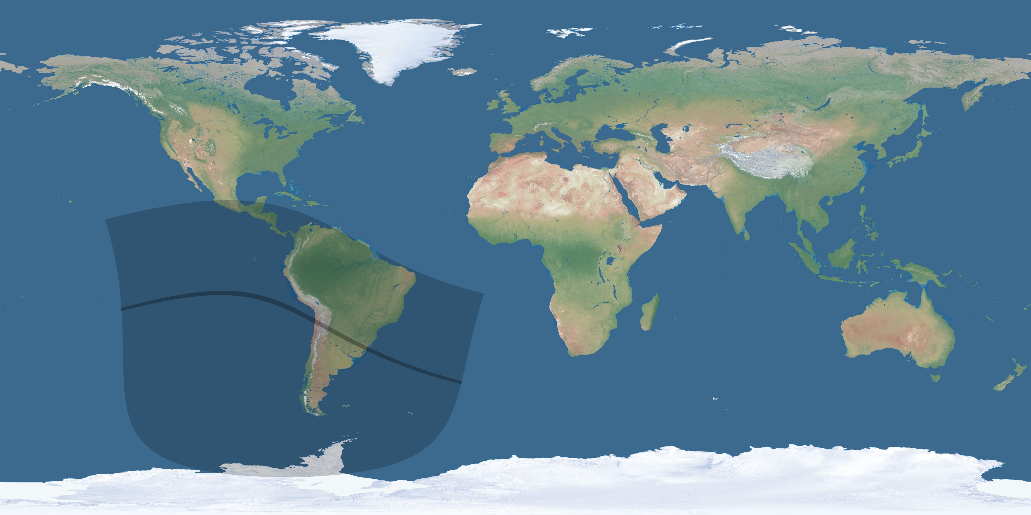 Map of the umbra and penumbra path of the solar eclipse of 08/15/1719