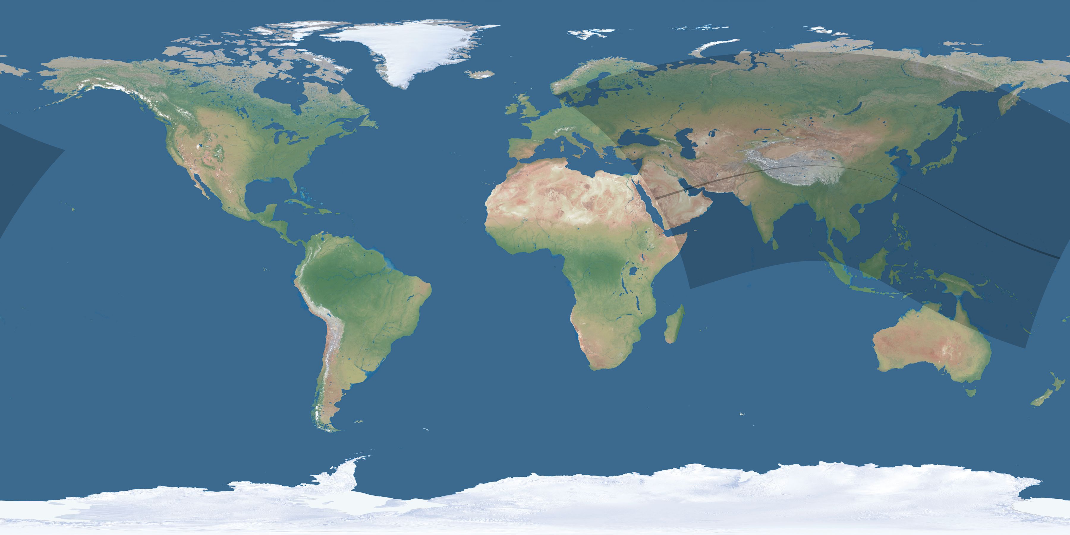 Map of the umbra and penumbra path of the solar eclipse of 08/04/1720