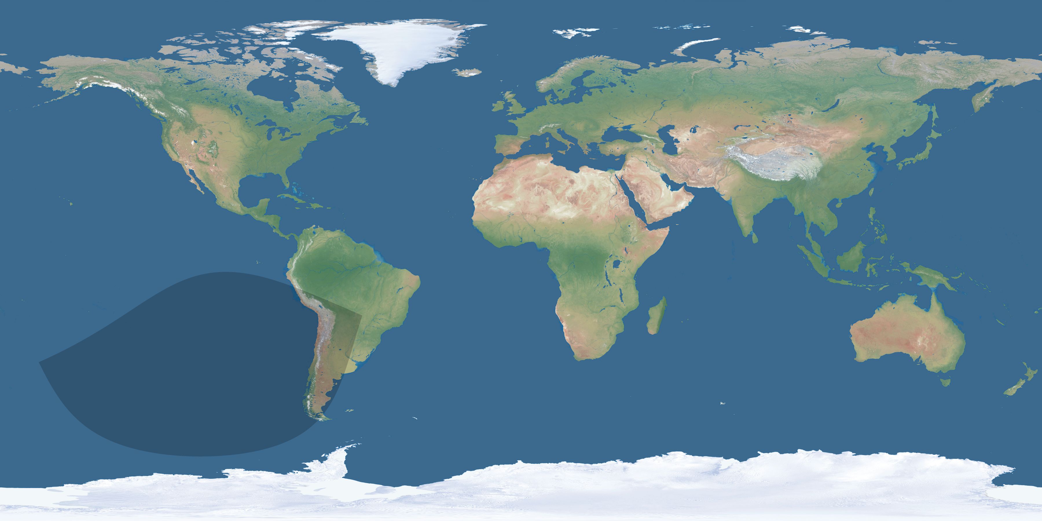Map of the umbra and penumbra path of the solar eclipse of 06/13/1722