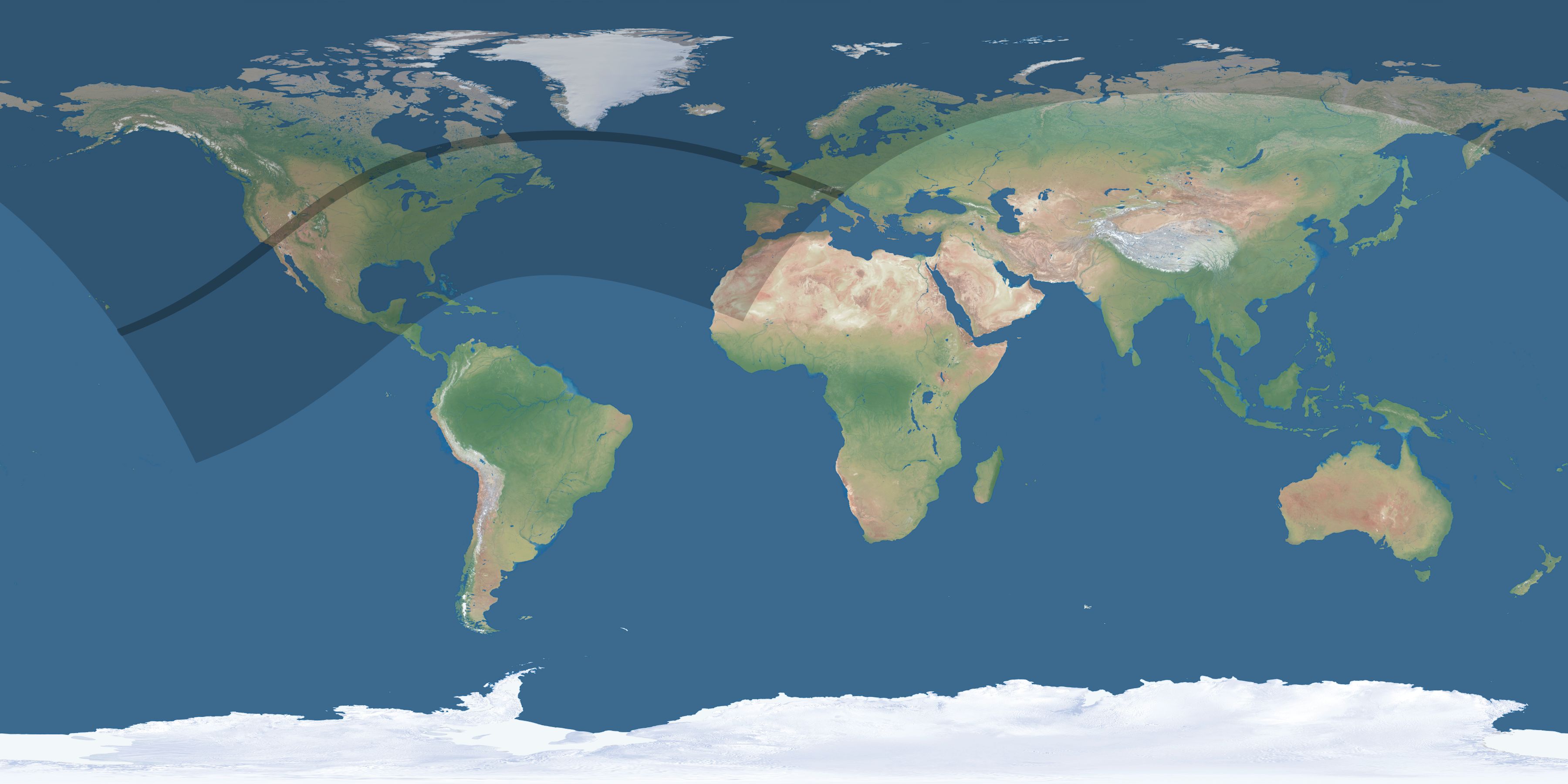Map of the umbra and penumbra path of the solar eclipse of 05/22/1724