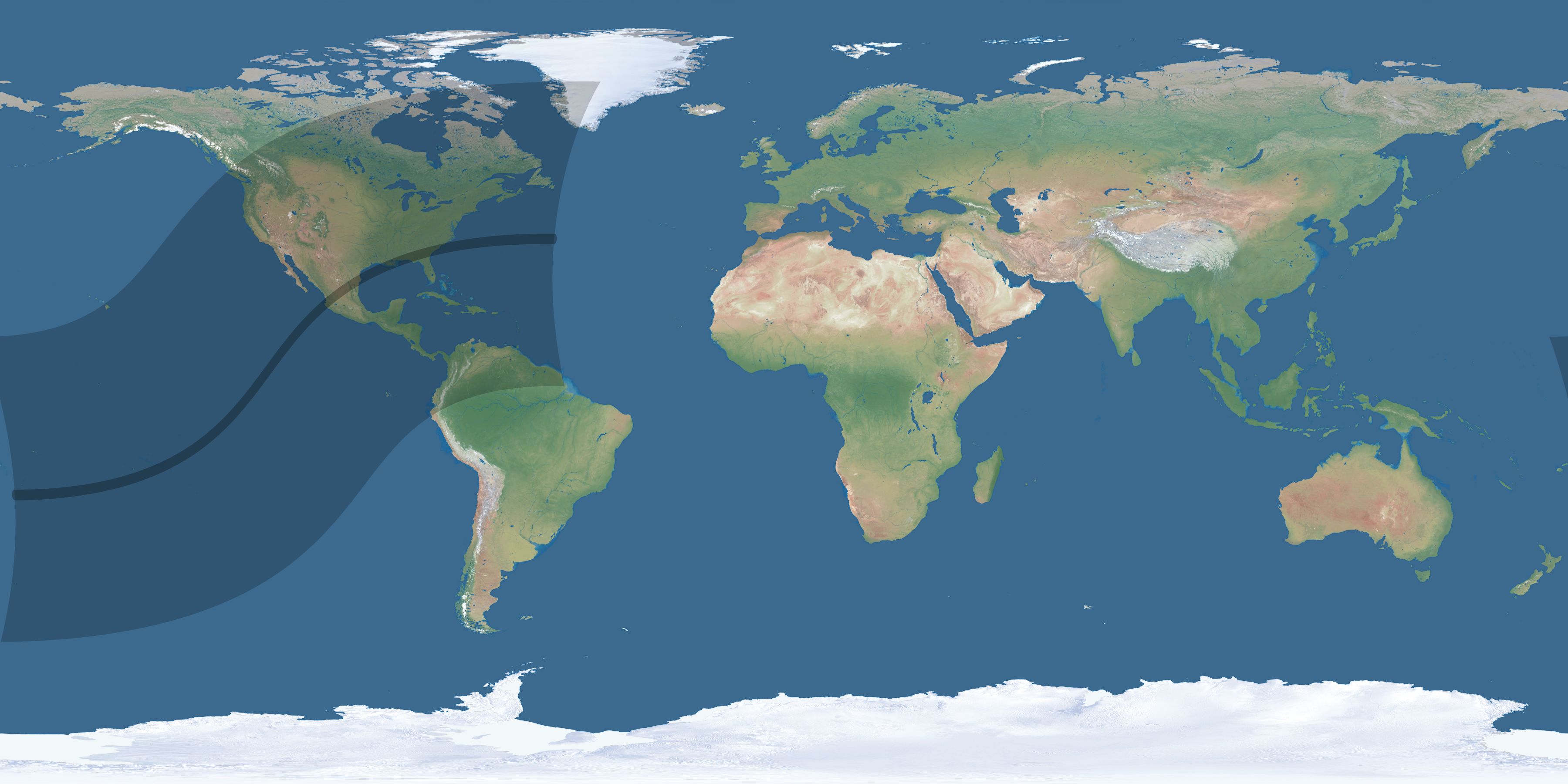 Map of the umbra and penumbra path of the solar eclipse of 03/22/1727