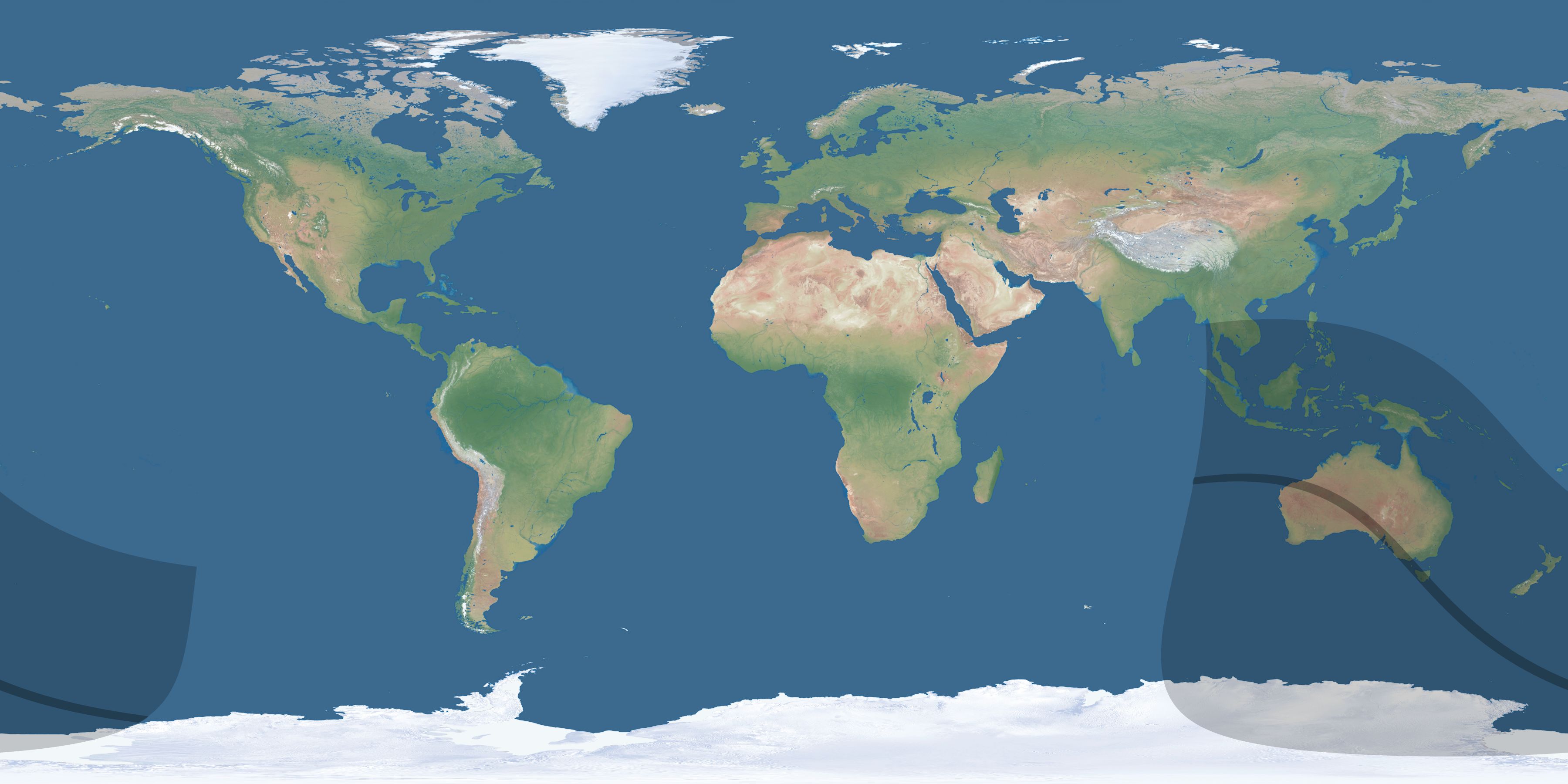 Map of the umbra and penumbra path of the solar eclipse of 09/04/1728