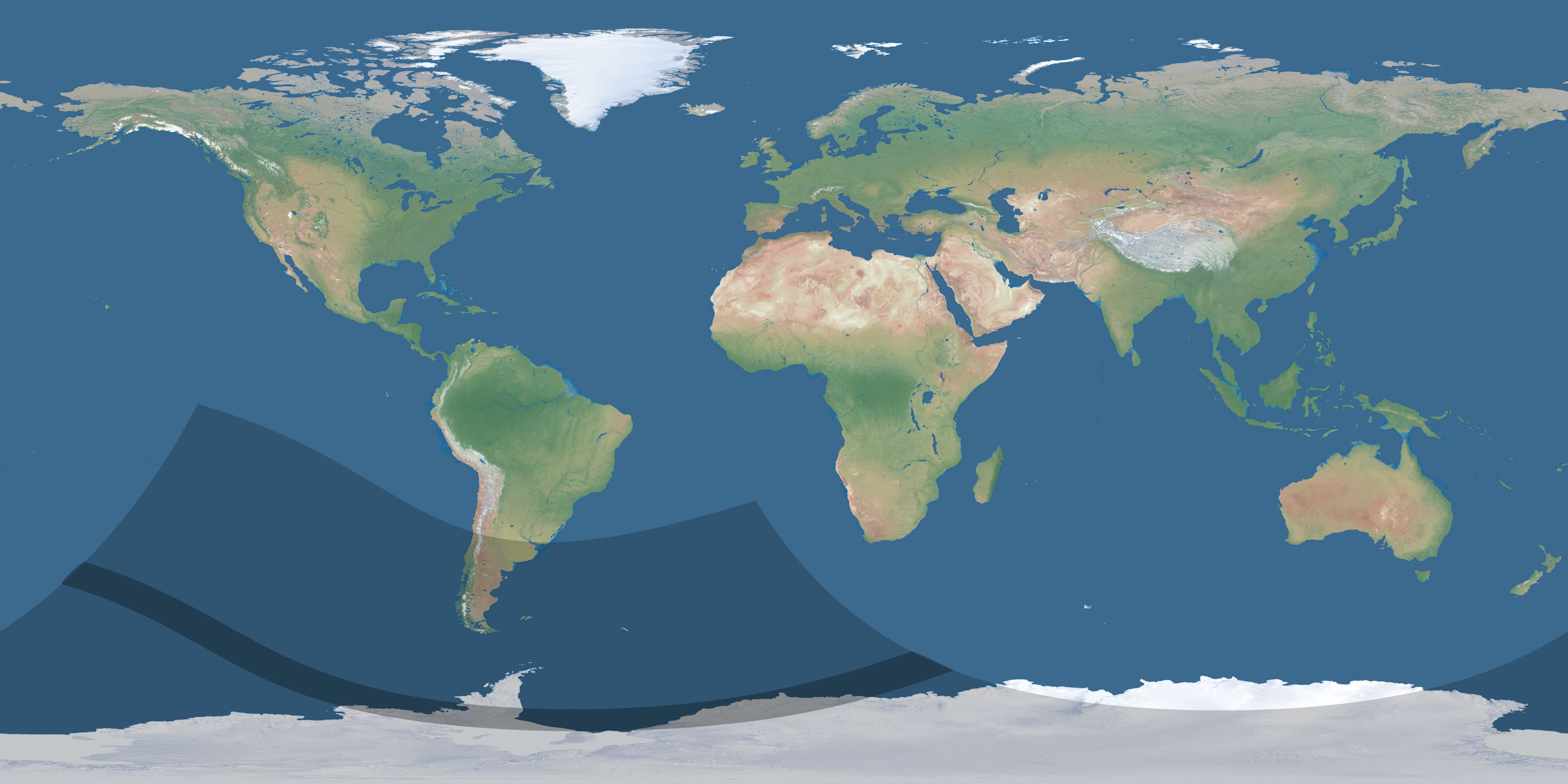 Map of the umbra and penumbra path of the solar eclipse of 11/06/1733